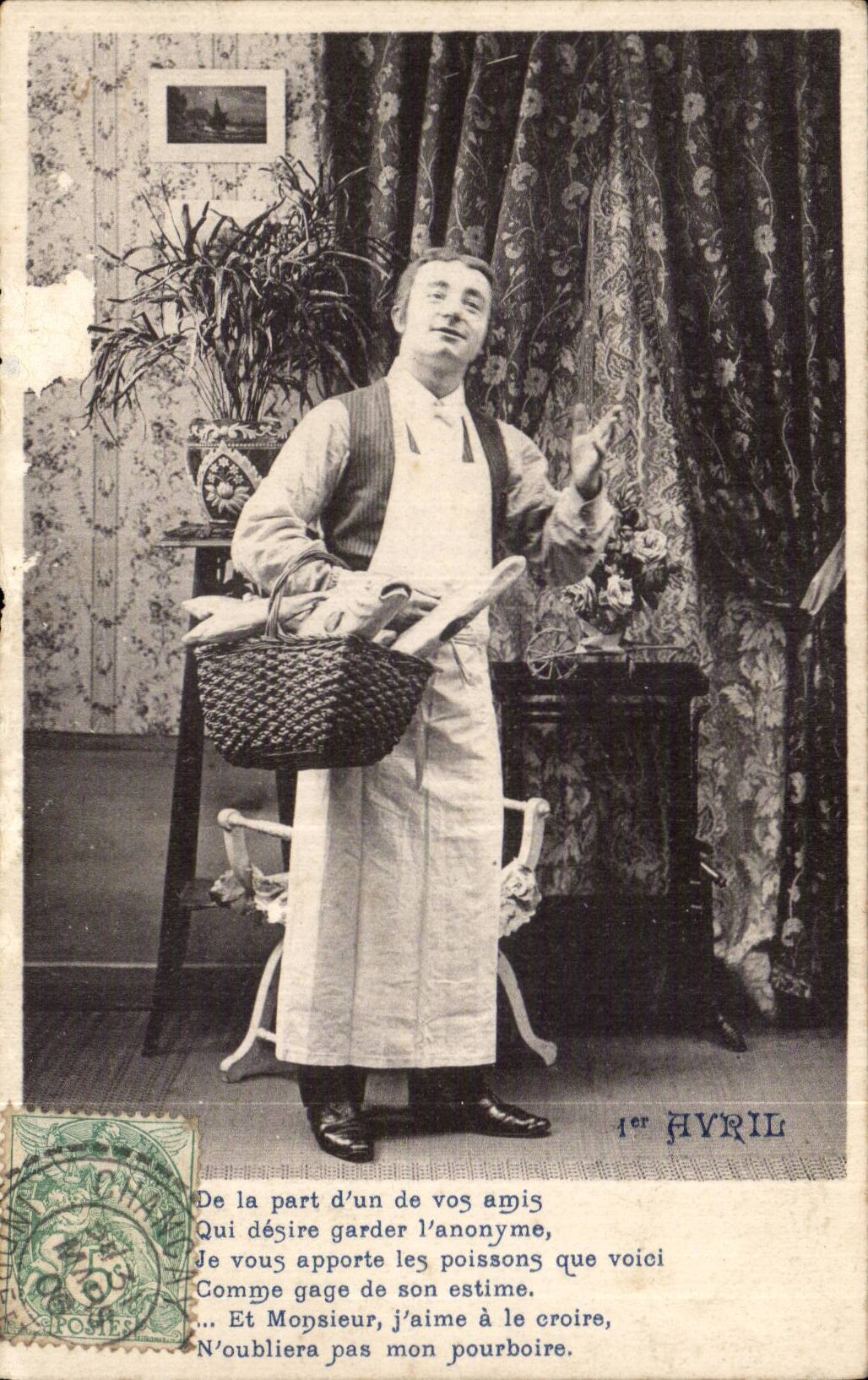 CPA Phantasie 1 April-Lieferbote der Fische