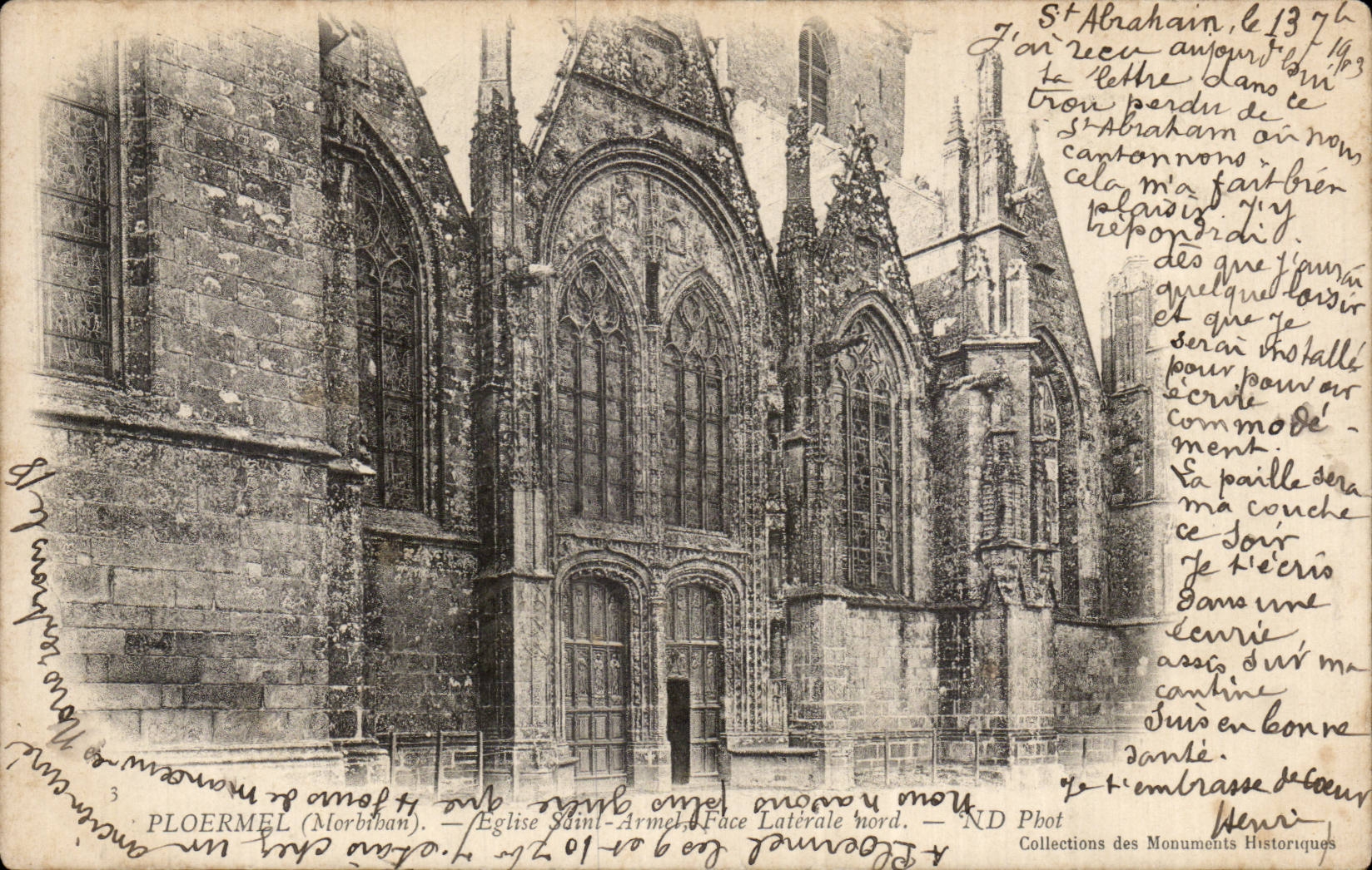 CPA Ploermel Church Saint northern Armel side Face