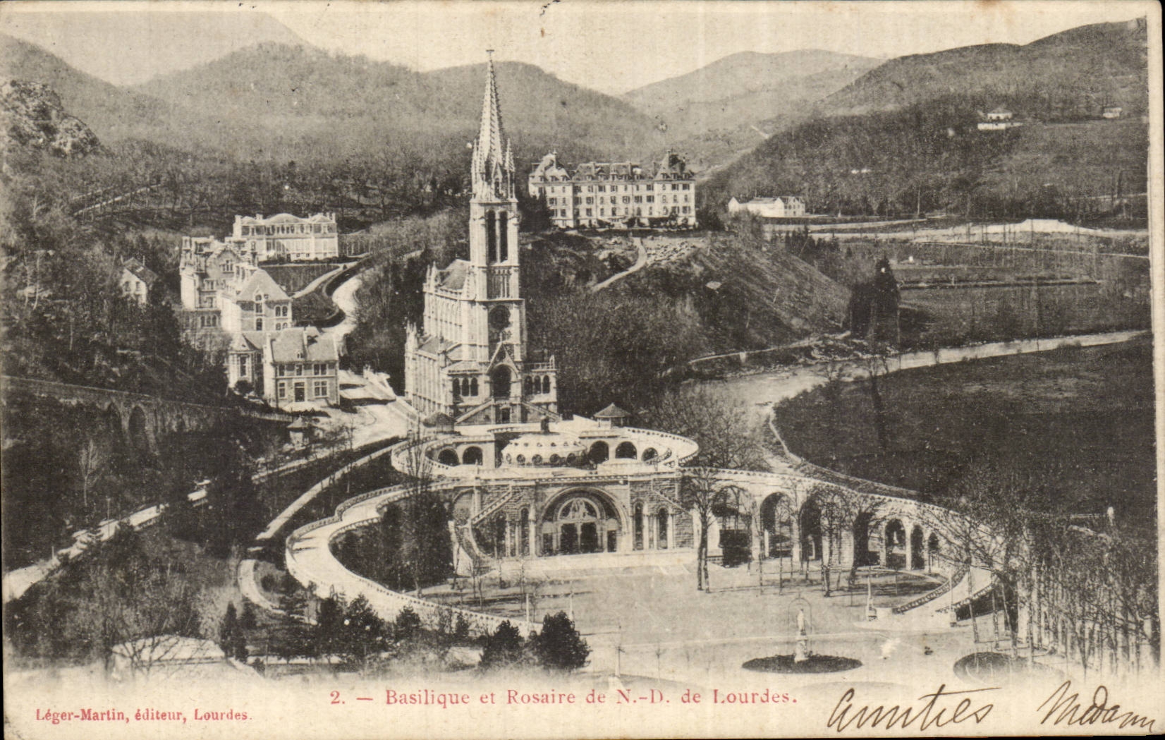 CPA Lourdes Basilica and rosary