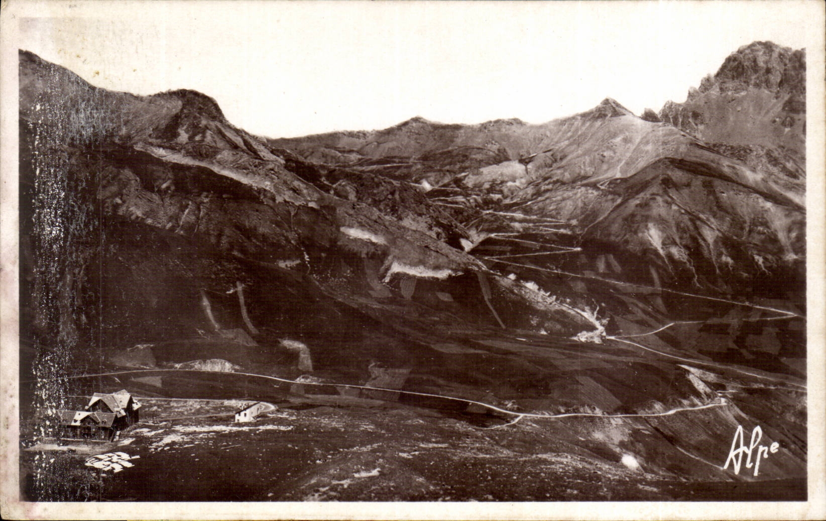 CPA Lautaret Landhauschen und Spitzee von Galibier