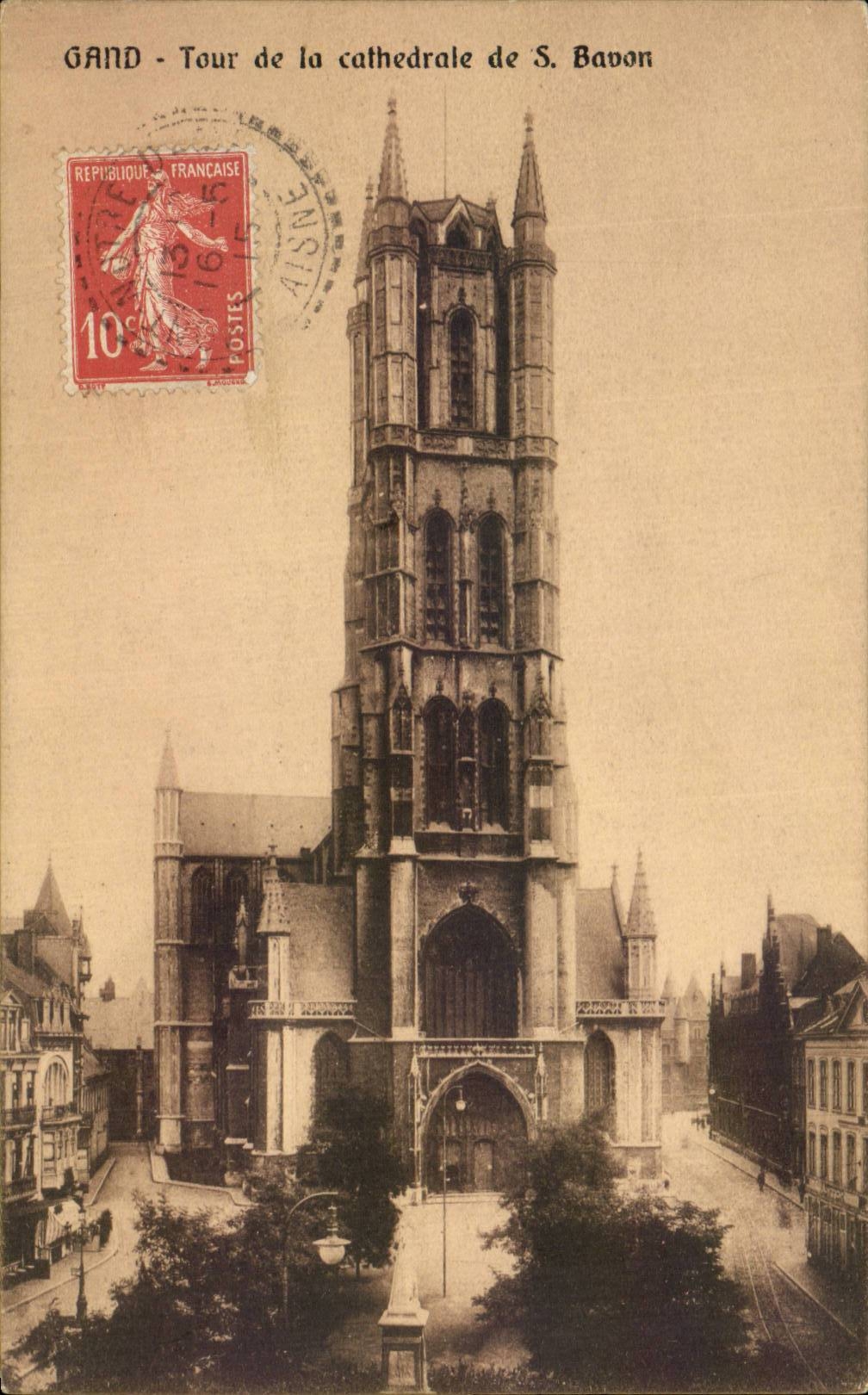 CPA Ghent Tower of the cathedral of S Bavon