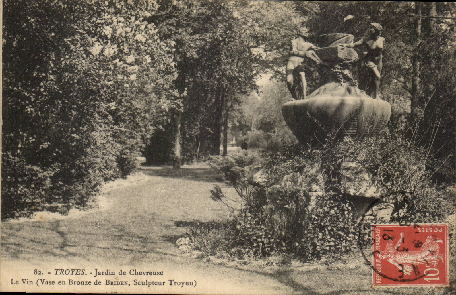 CPA Troyes Garden of Chevreuse VI bronze Vase of Briden Trojan Sculptor