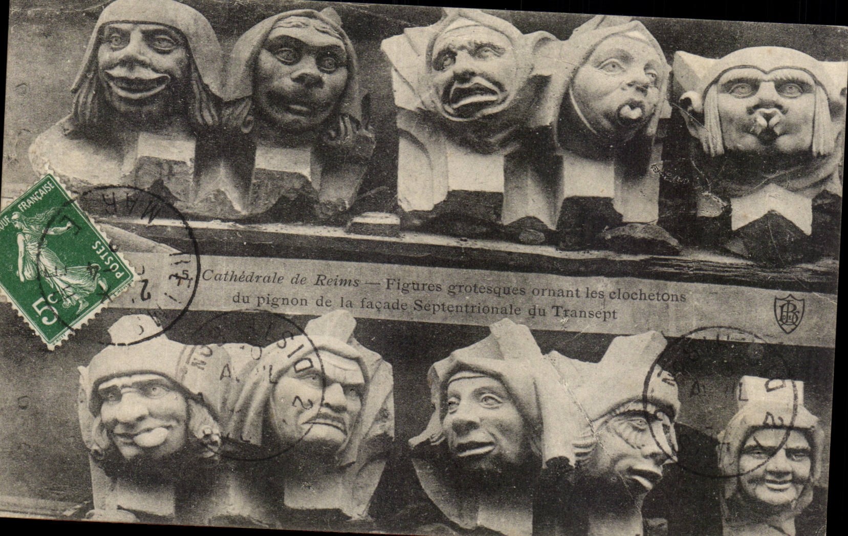 CPA Kathedrale von groteskem Reims stellt die Verzierung der Berggipfel des Zahntriebs der septentrional Front des transept dar