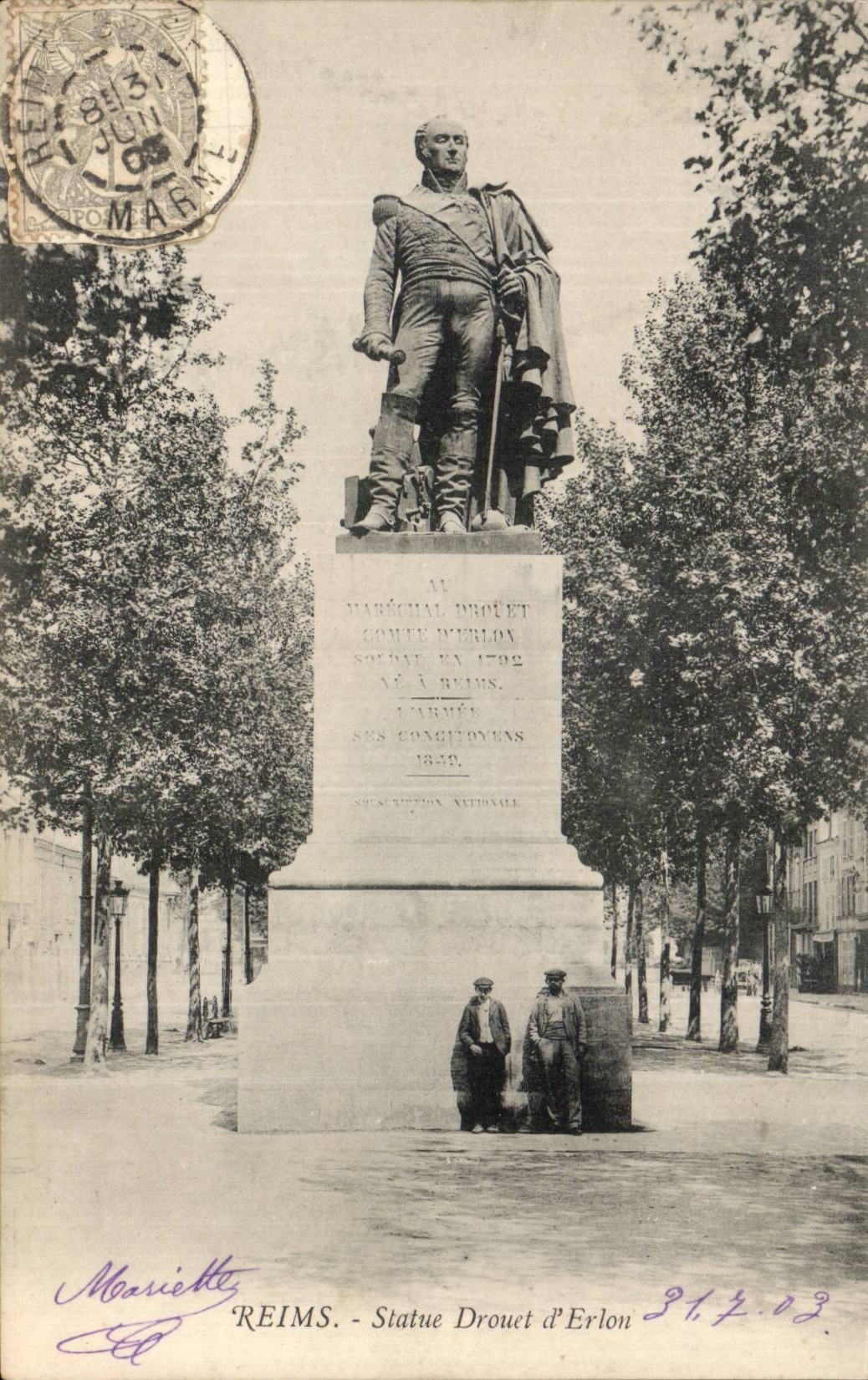 CPA Reims Statue Drouet d' Erlon