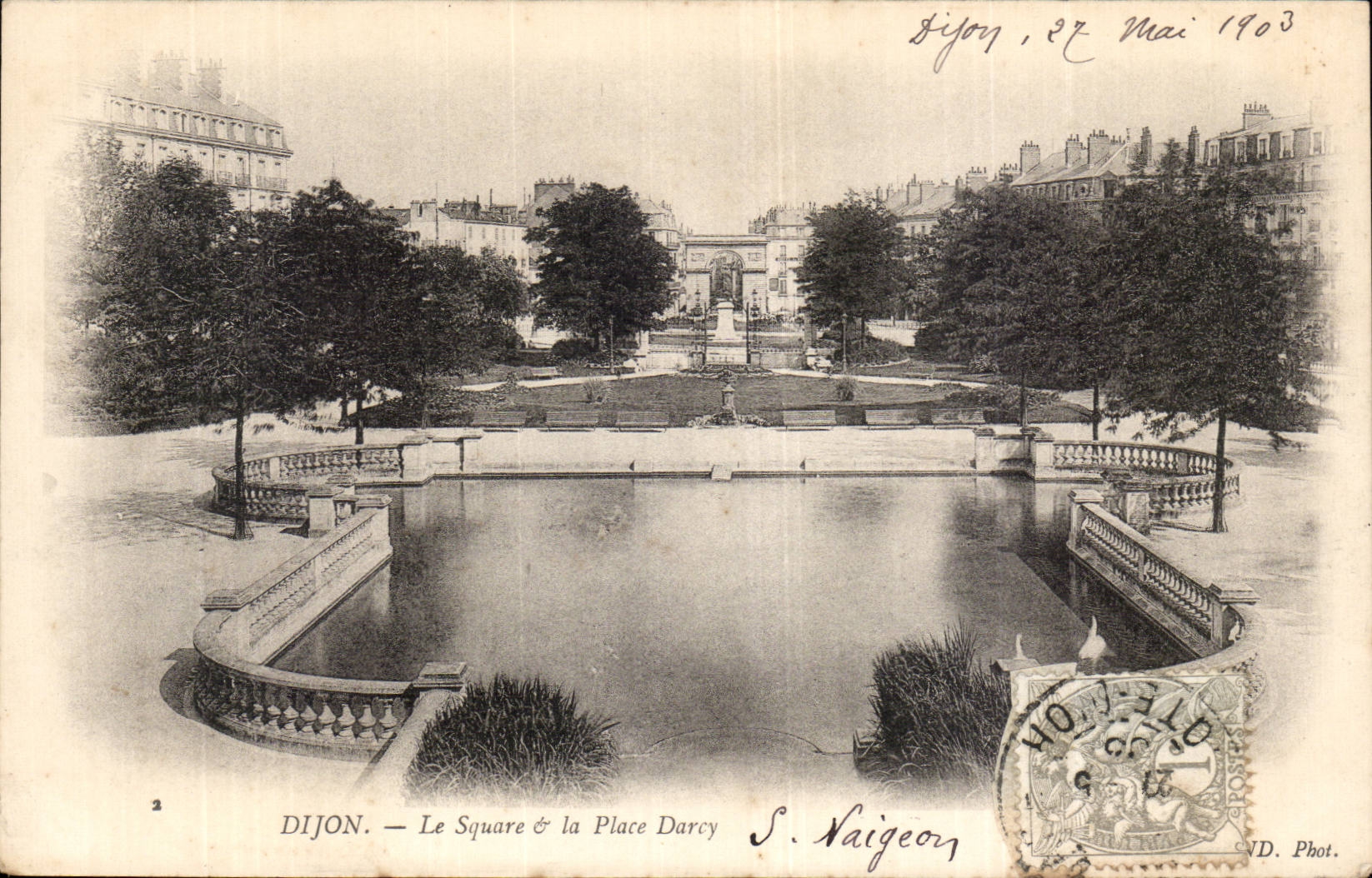 CPA Dijon der allgemeine Garten und der Platz Darcy