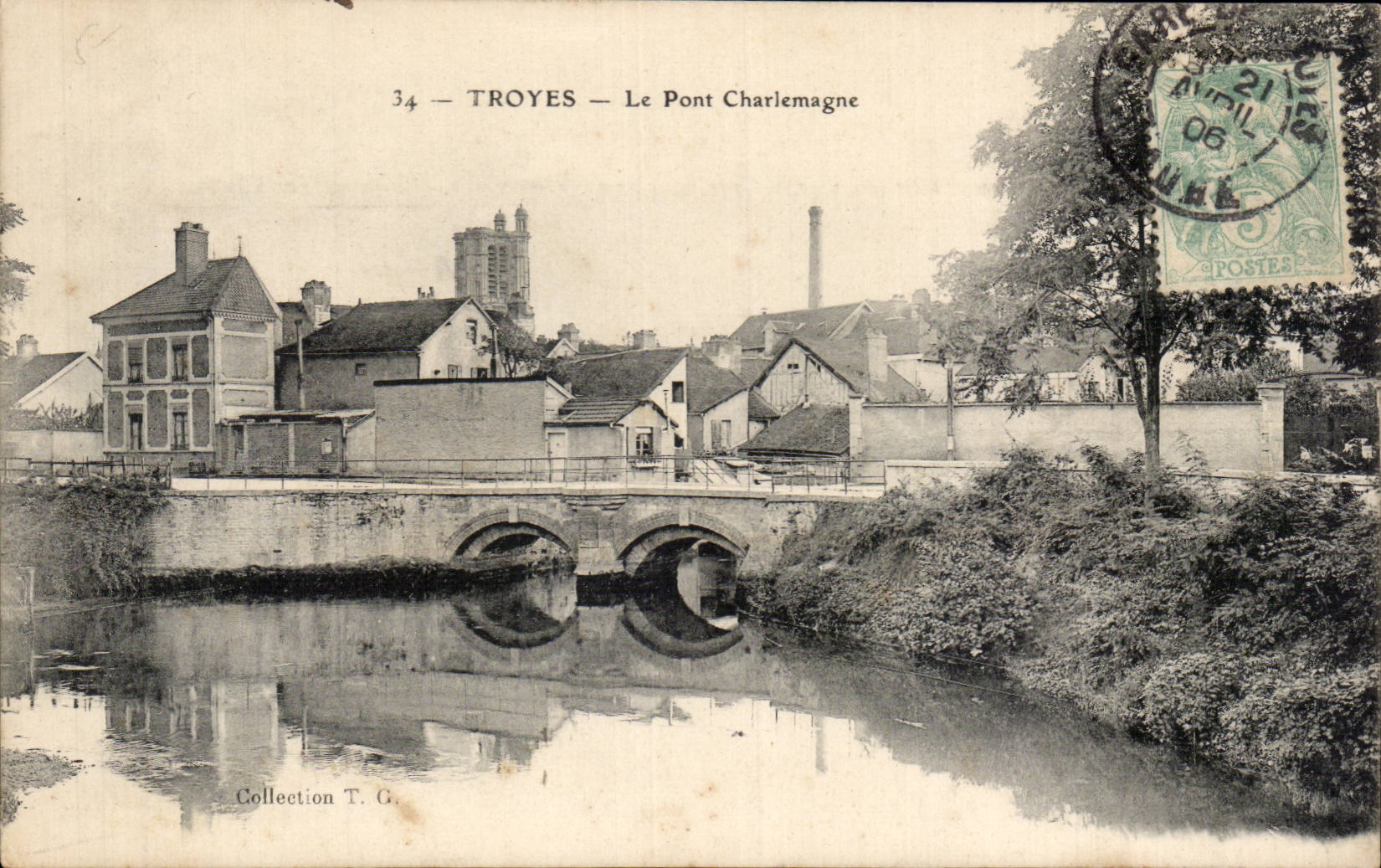 CPA Troyes the Charlemagne bridge