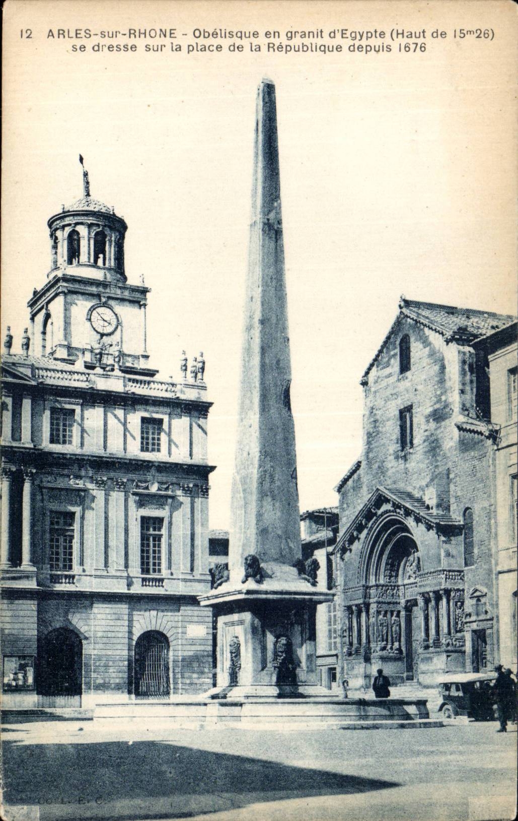 Arles CPA Obelisque out of granite of Egypt Places Republic