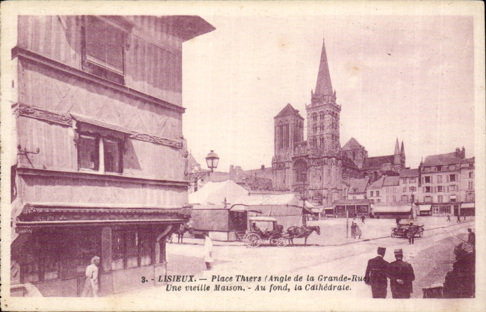 Lisieux CPA setzt Thiers (Winkel der Hauptstrasse) ein altes Haus an der Unterseite die Kathedrale