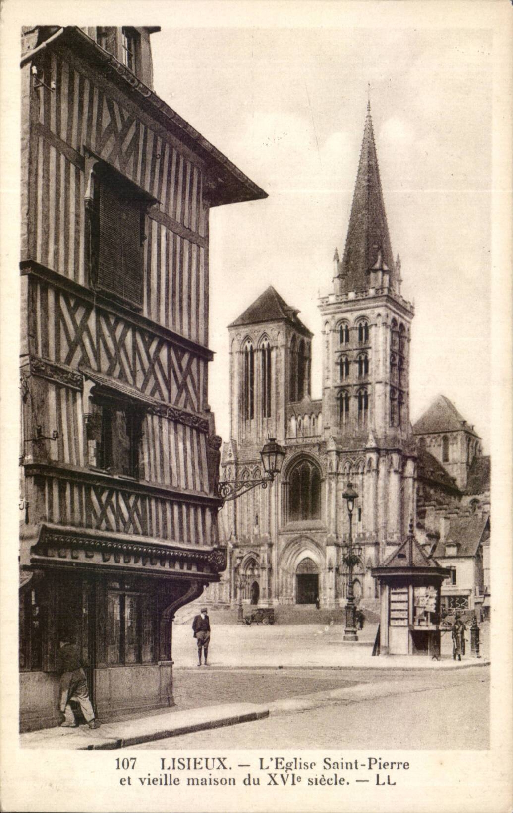Lisieux CPA Kirche-Saint Pierre und altes Haus von 16