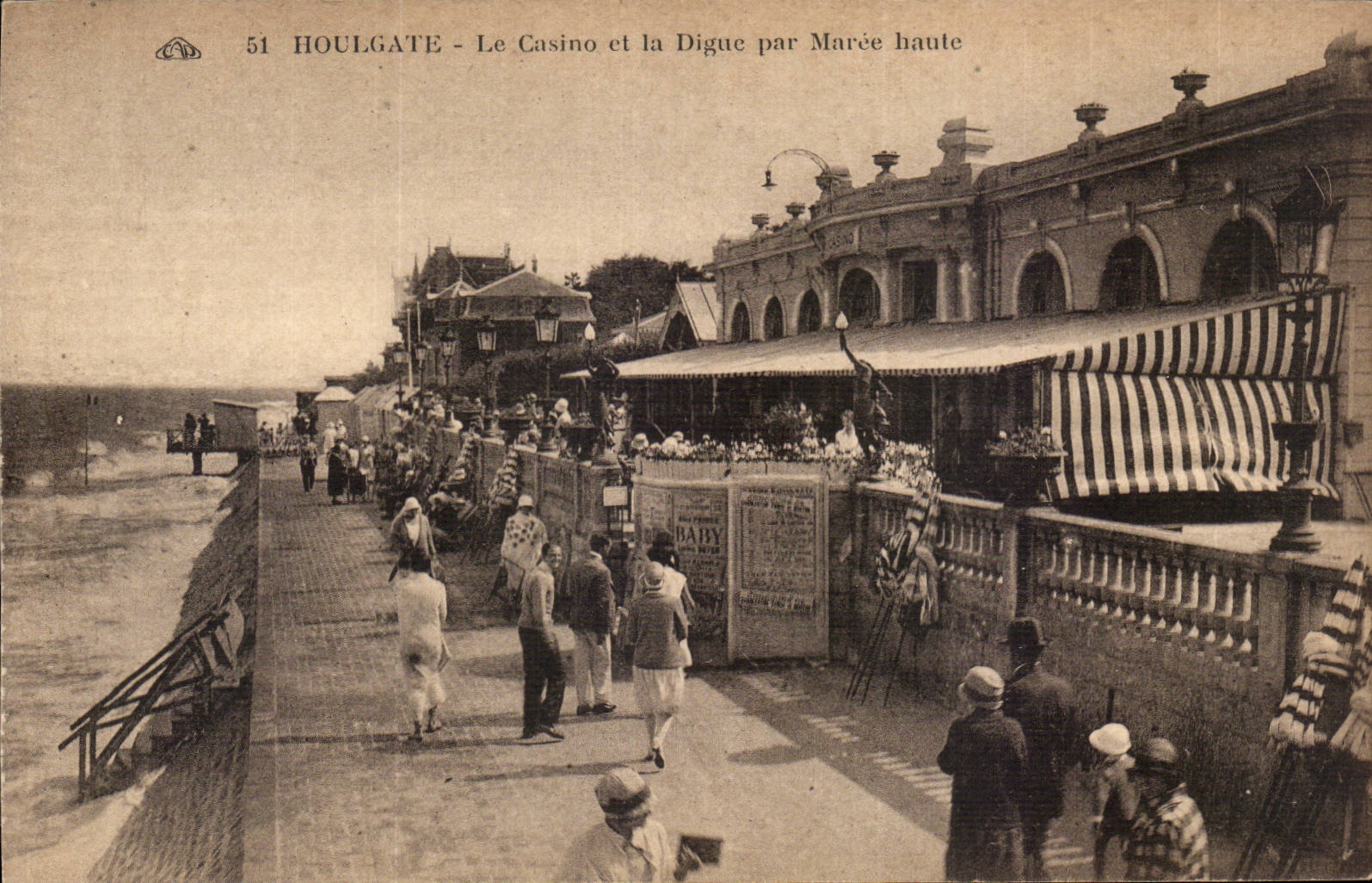 CPA Houlgate the casino and the dam by high tide