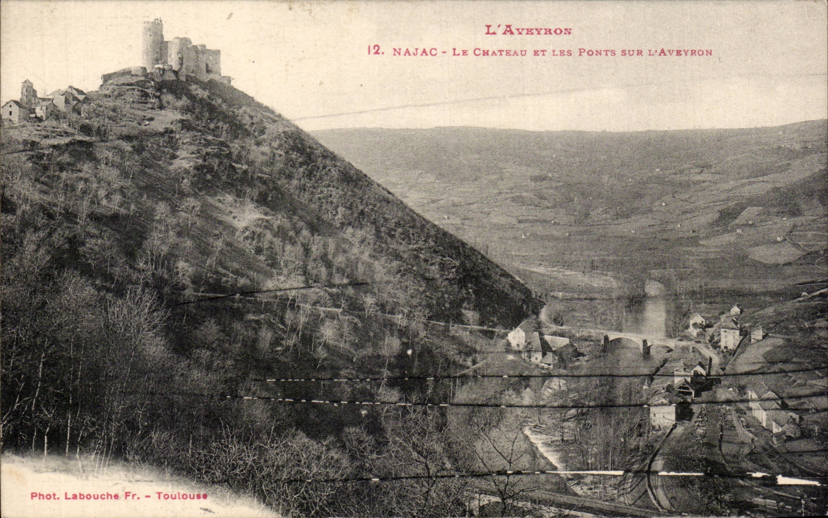 CPA Najac the castle and bridges on Aveyron