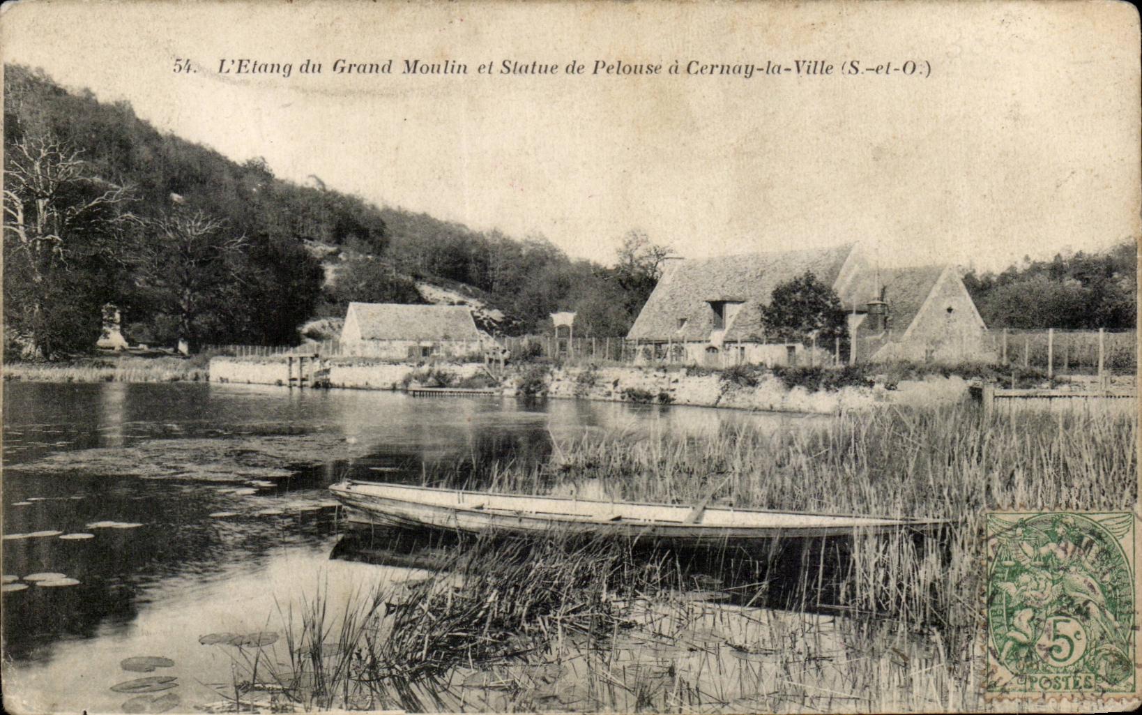 CPA the pond of the large Mill and Statue of Lawn has Cernay the City