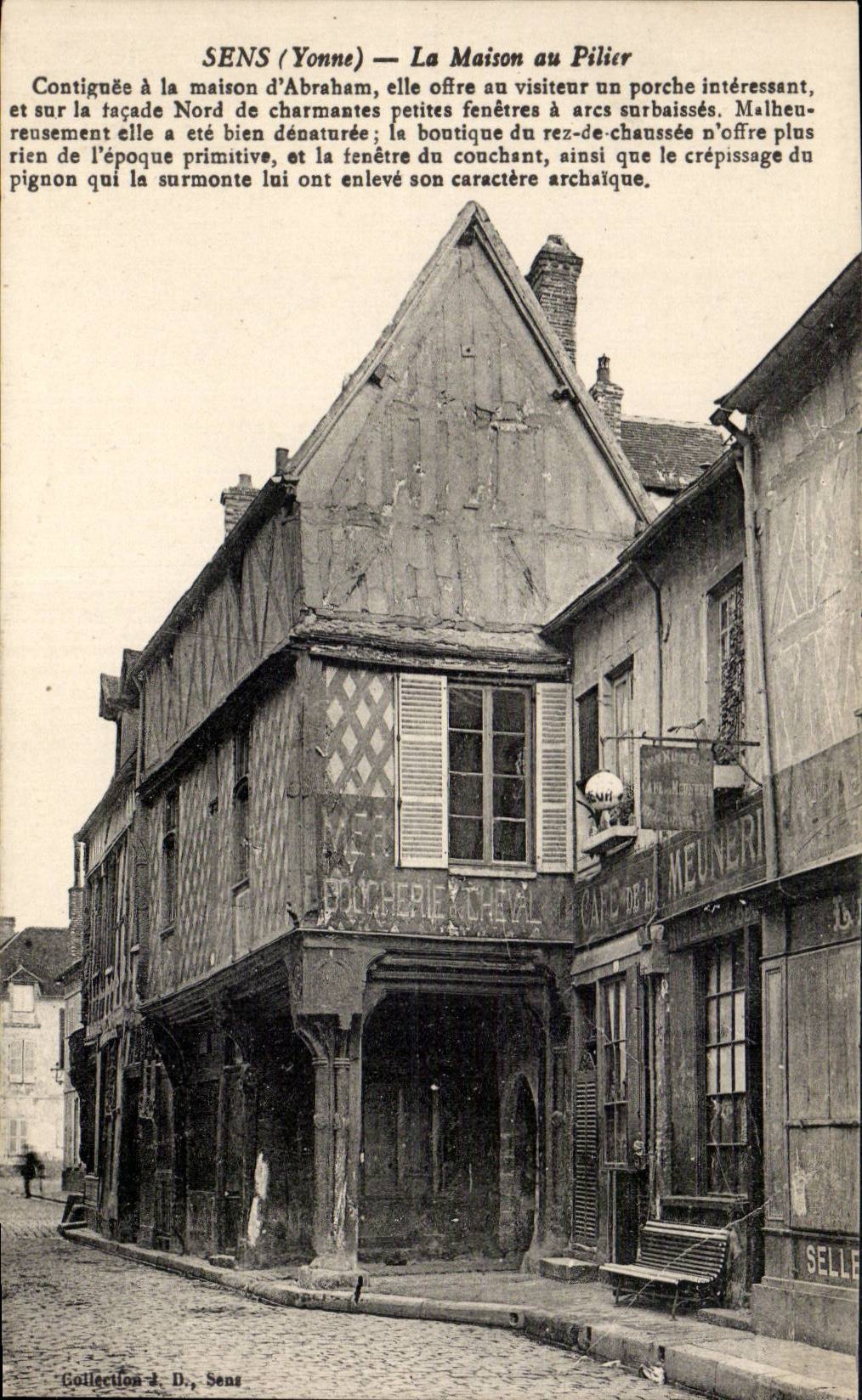 Sens CPA the house with the pillar Butchery