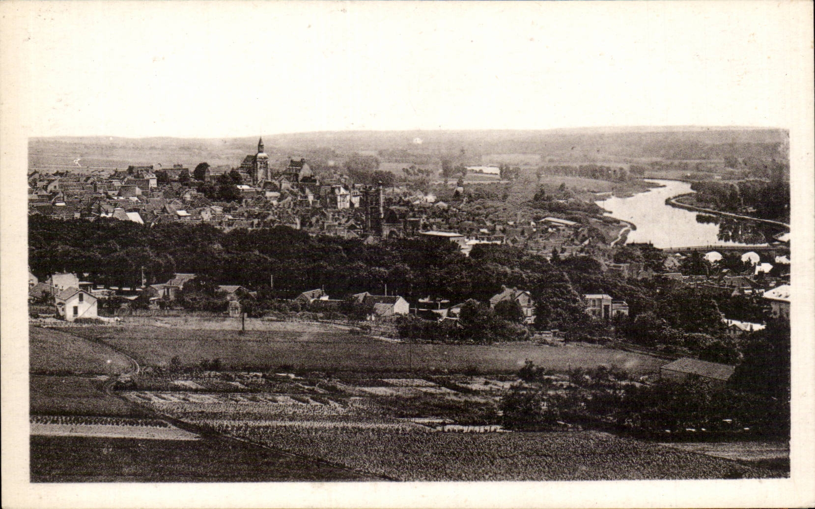 CPA Joigny Panorama on the city