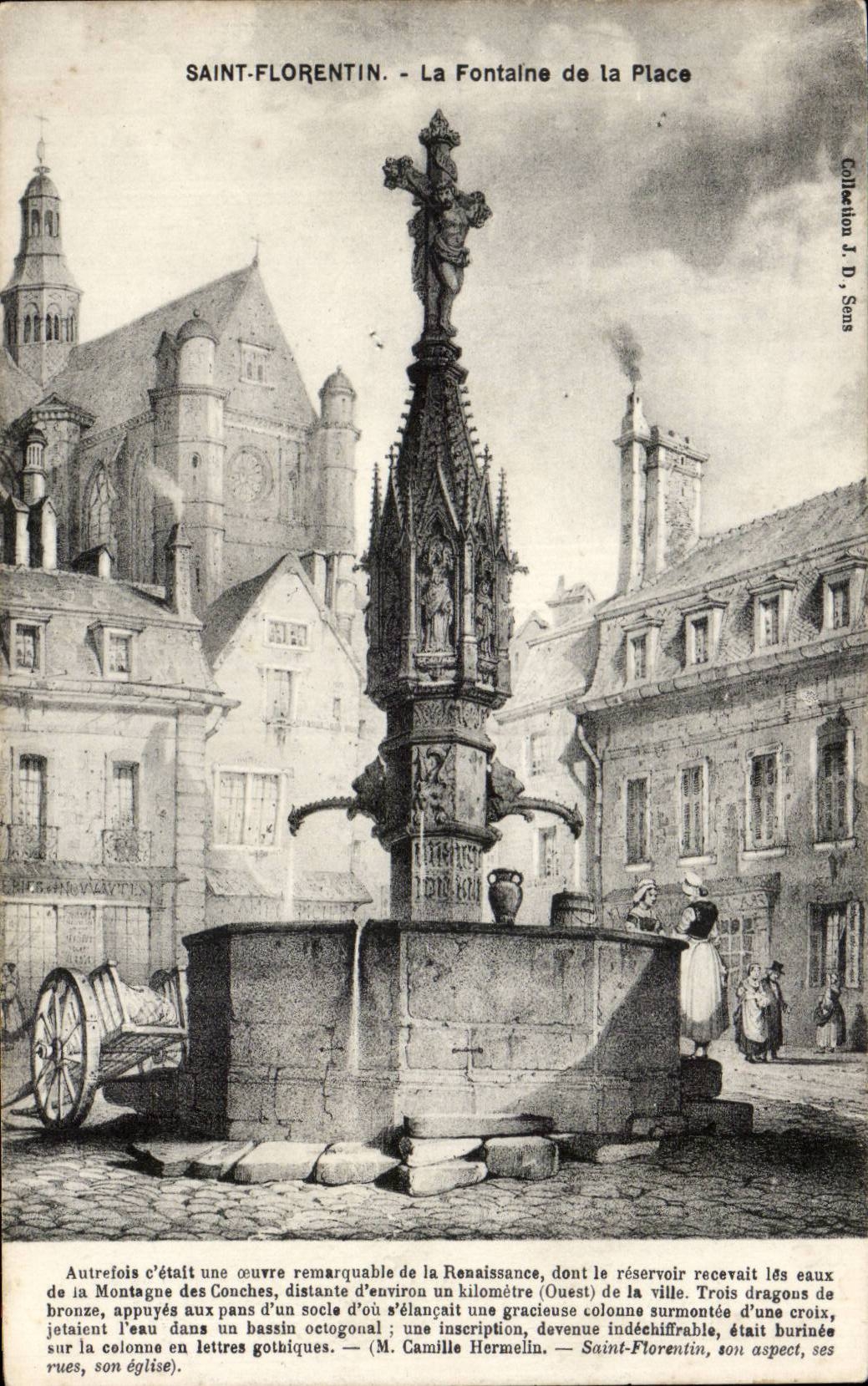 CPA Saint Florentin the fountain of the place