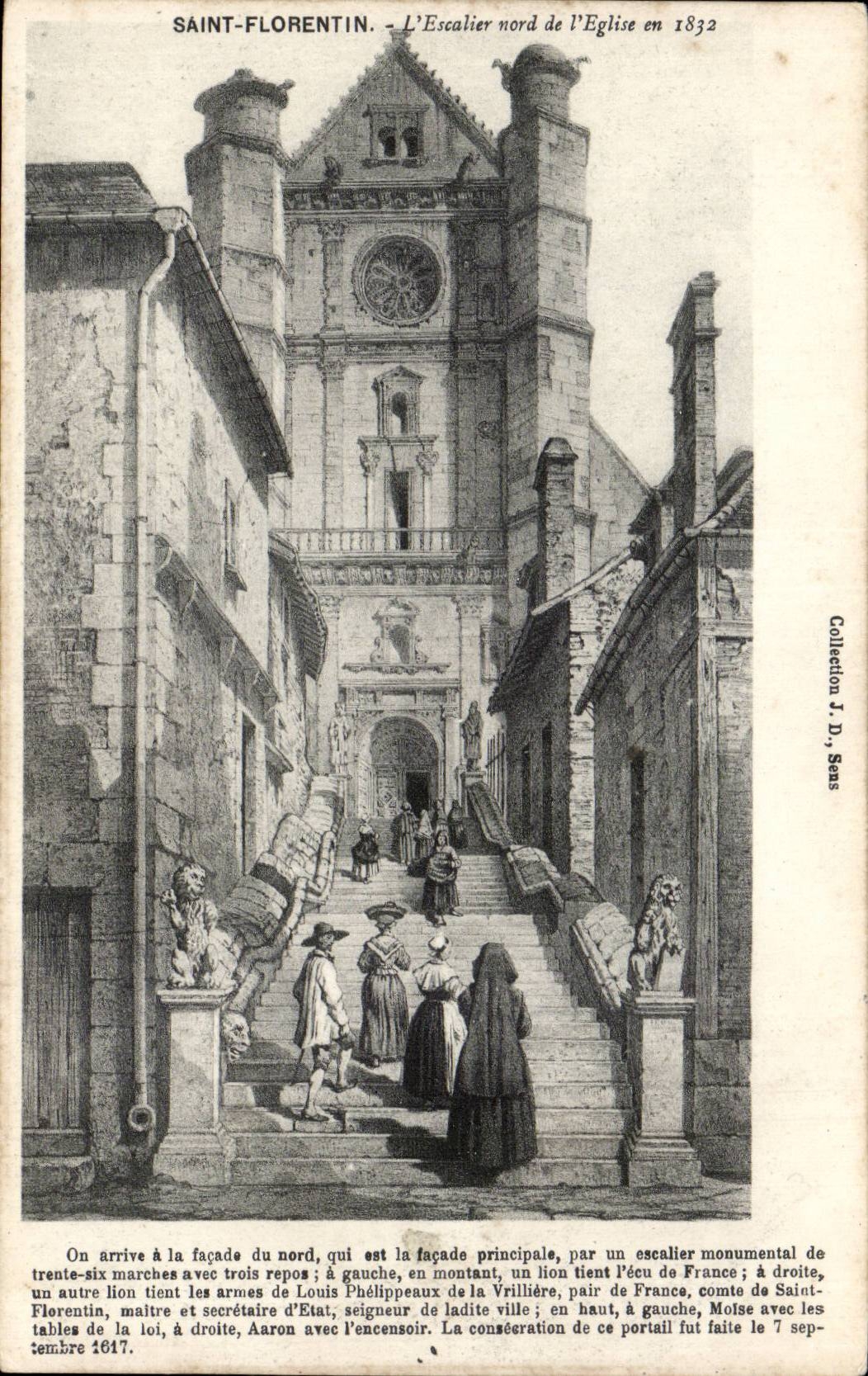 CPA Saint Florentin the northern staircase of 'church in 1832