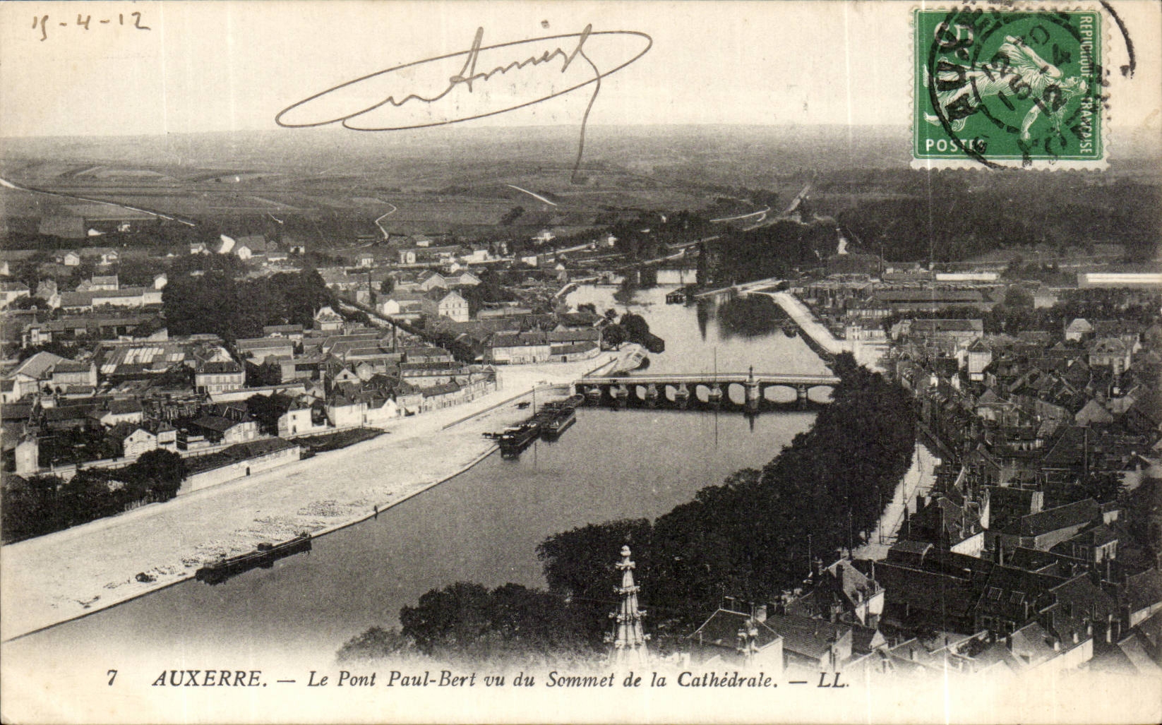 CPA Auxerre die Brucke Paul Bert gesehen von der Oberseite der Kathedrale