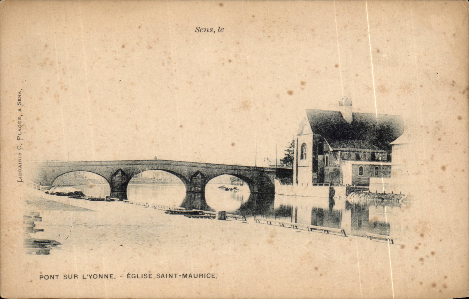 CPA Sens Bridge on Yonne Church Saint Maurice