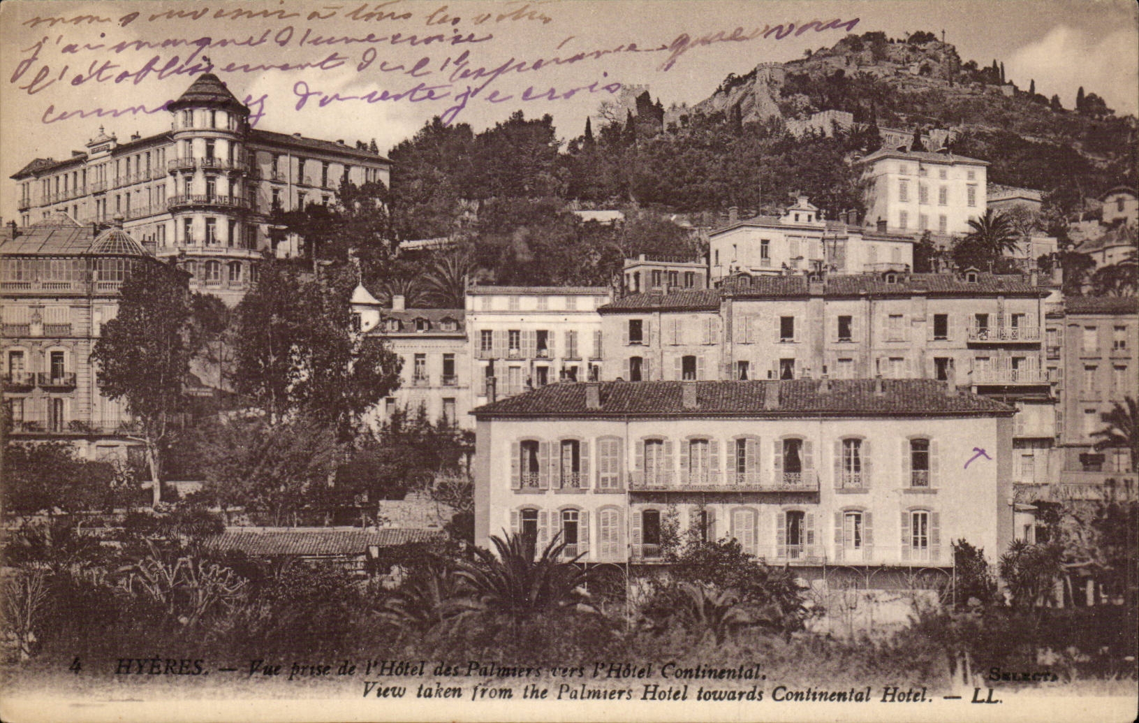 CPA Hyeres gesehen vom Hotel der Palmen und des kontinentalen Hotels