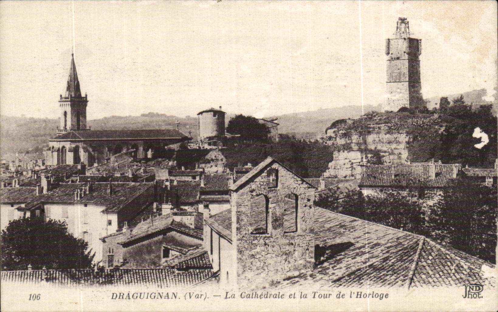 Draguignan CPA the cathedral and the tower of the horologe