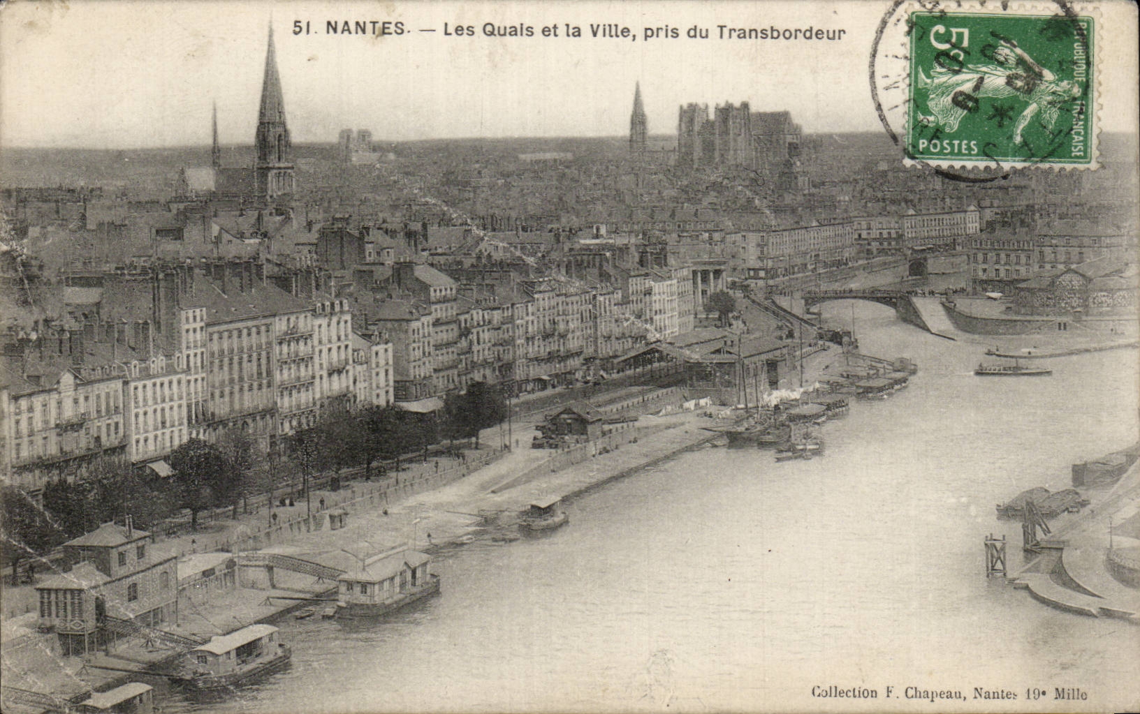 CPA Nantes quays of the city taken of the transporter