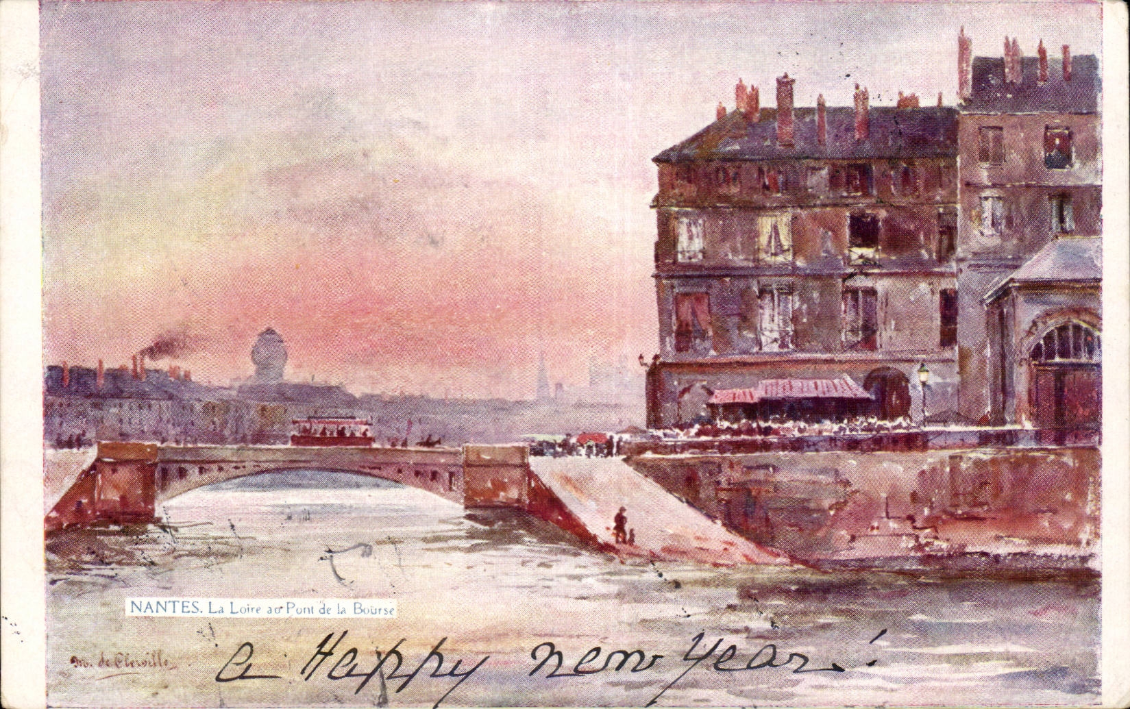 CPA Nantes the Loire with the bridge of the Stock Exchange