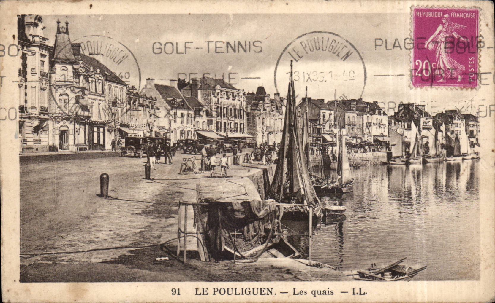 CPA Pouliguen the quays Boats