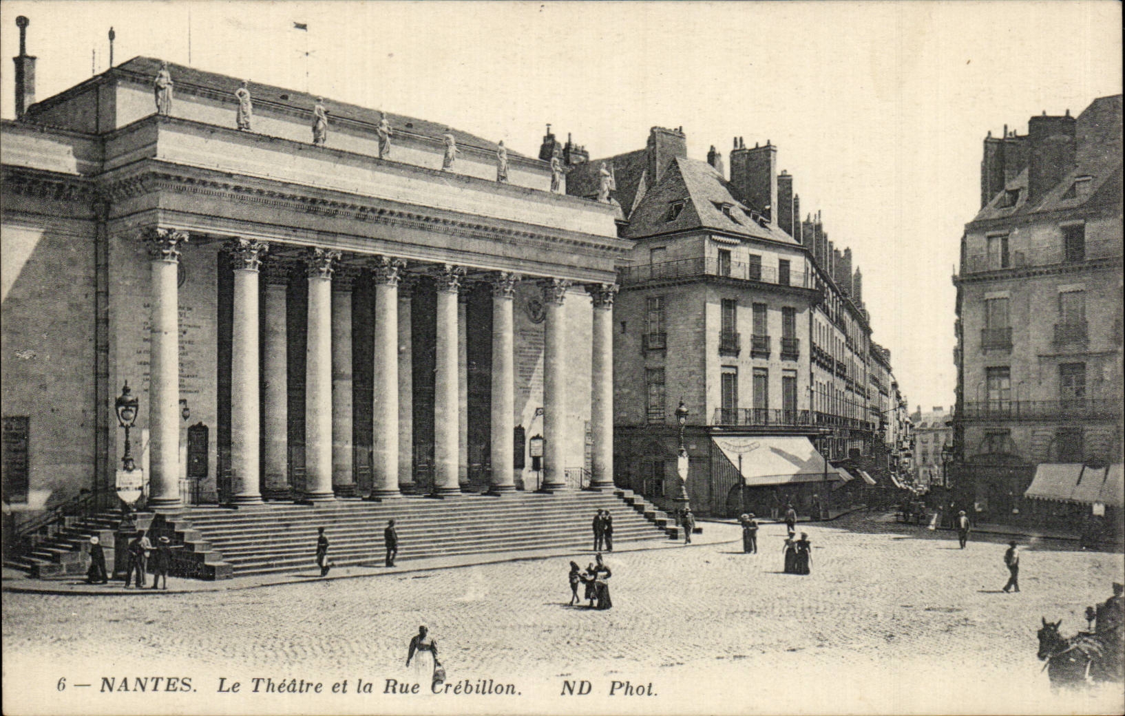 CPA Nantes the theater and the street Crebillon