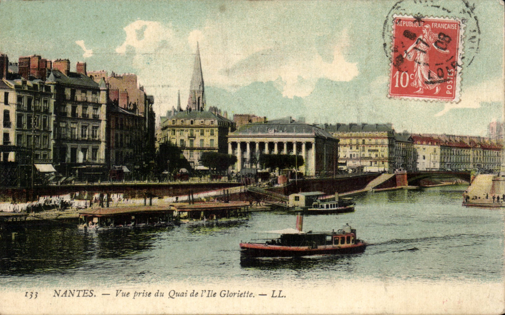 CPA Nantes seen from of the quay of the island Gloriette