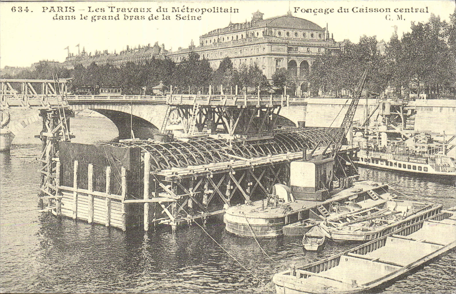 REPRODUCTION Paris Les travaux du Metropolitain dans le grand bras de la Seine Chatelet