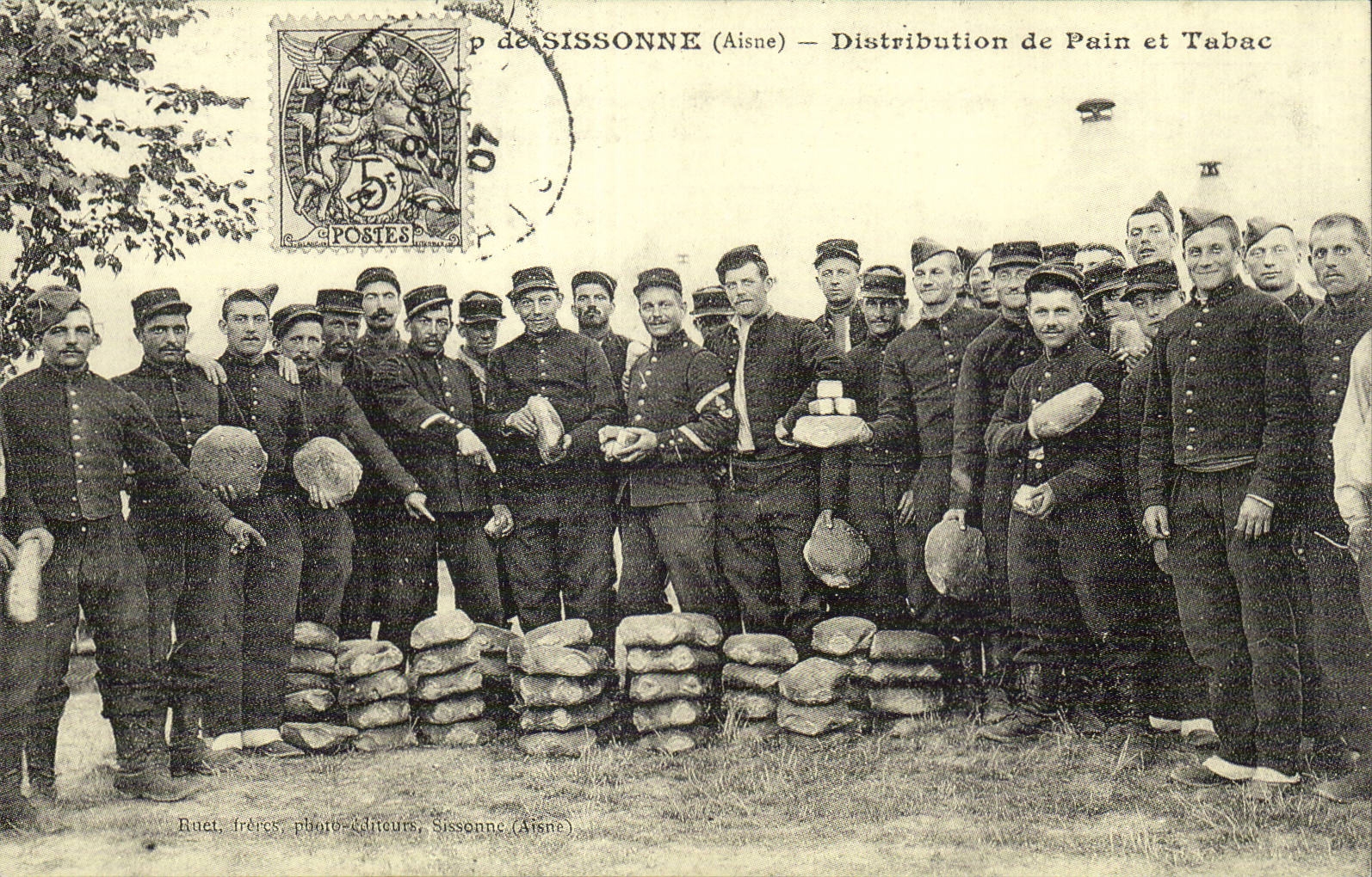 REPRODUCTION Camp of Sissonne Distribution of bread and Militaria tobacco