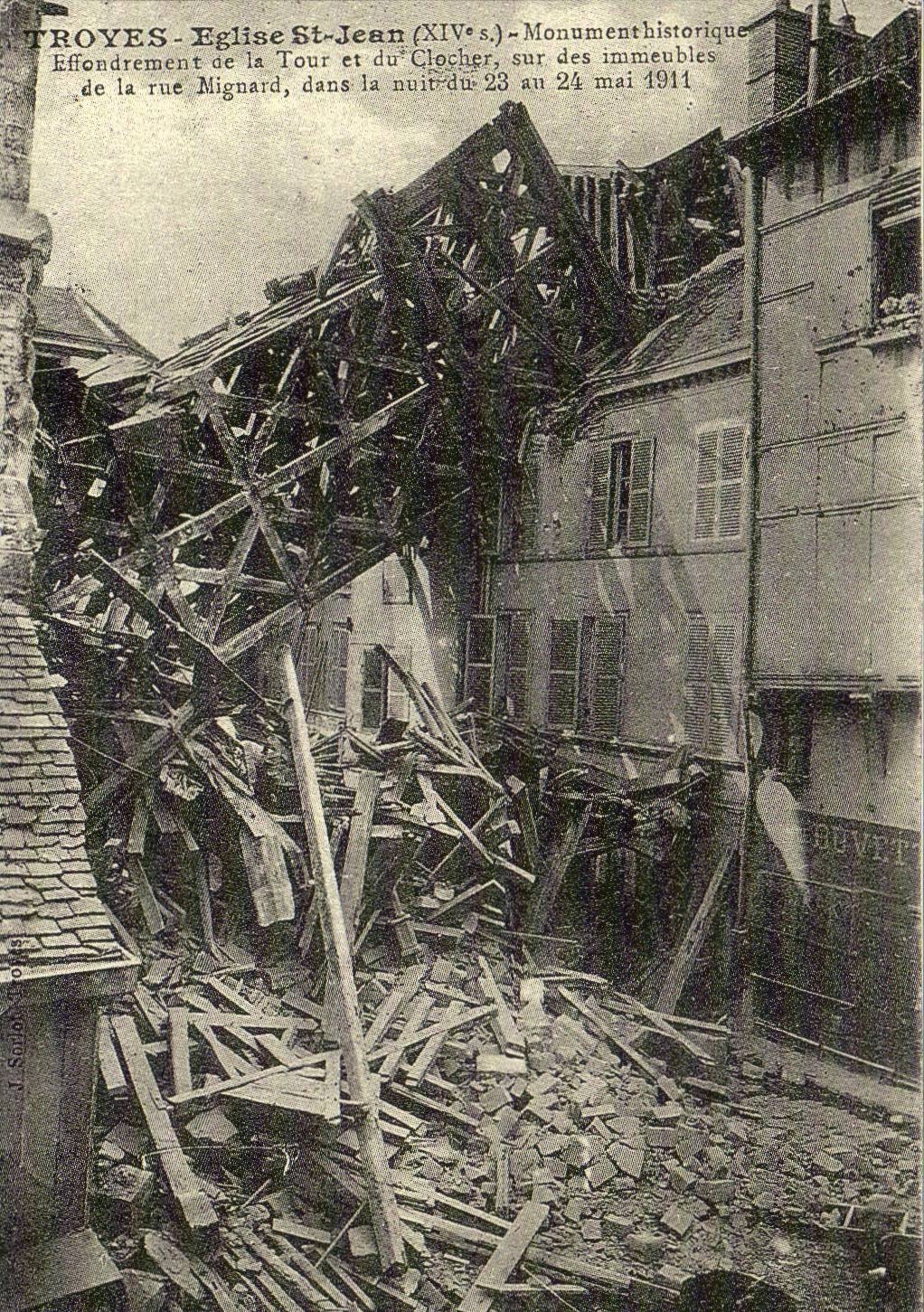 REPRODUCTION Troyes Church St Jean Collapse of the tower and the bell-tower