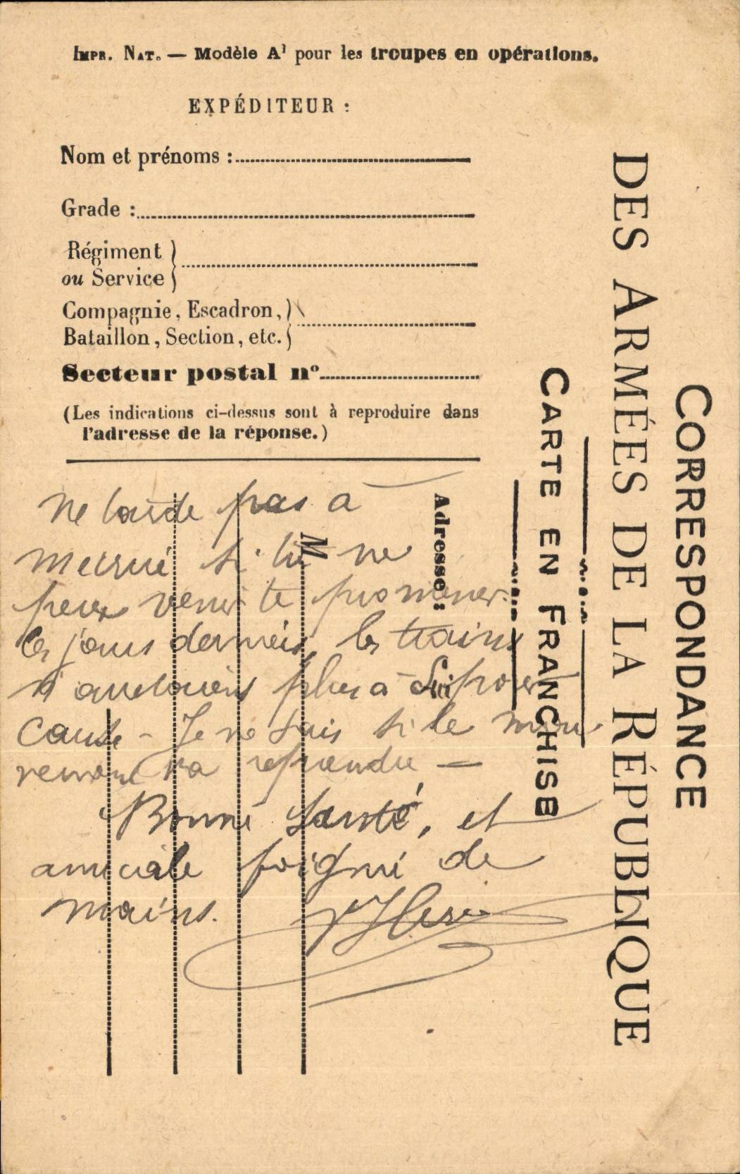 Military chart of written Frankness (without recipient)