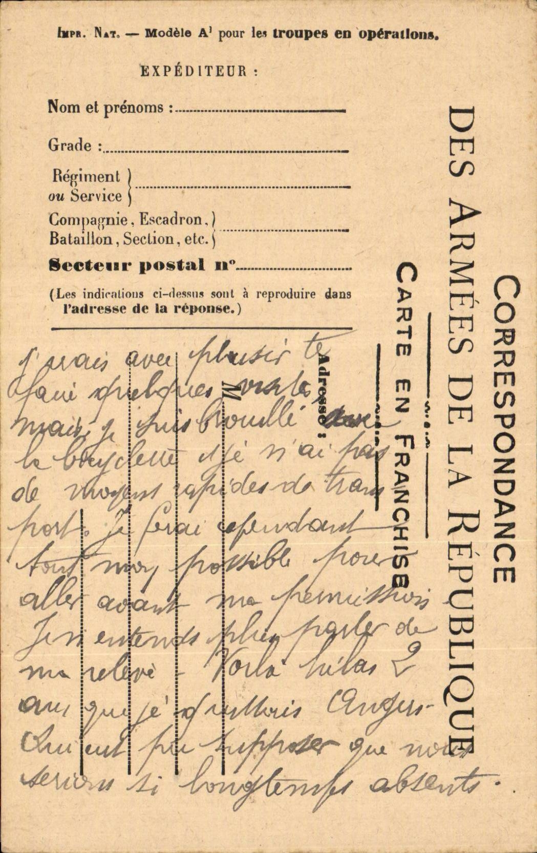 Military chart of written Frankness (without recipient)