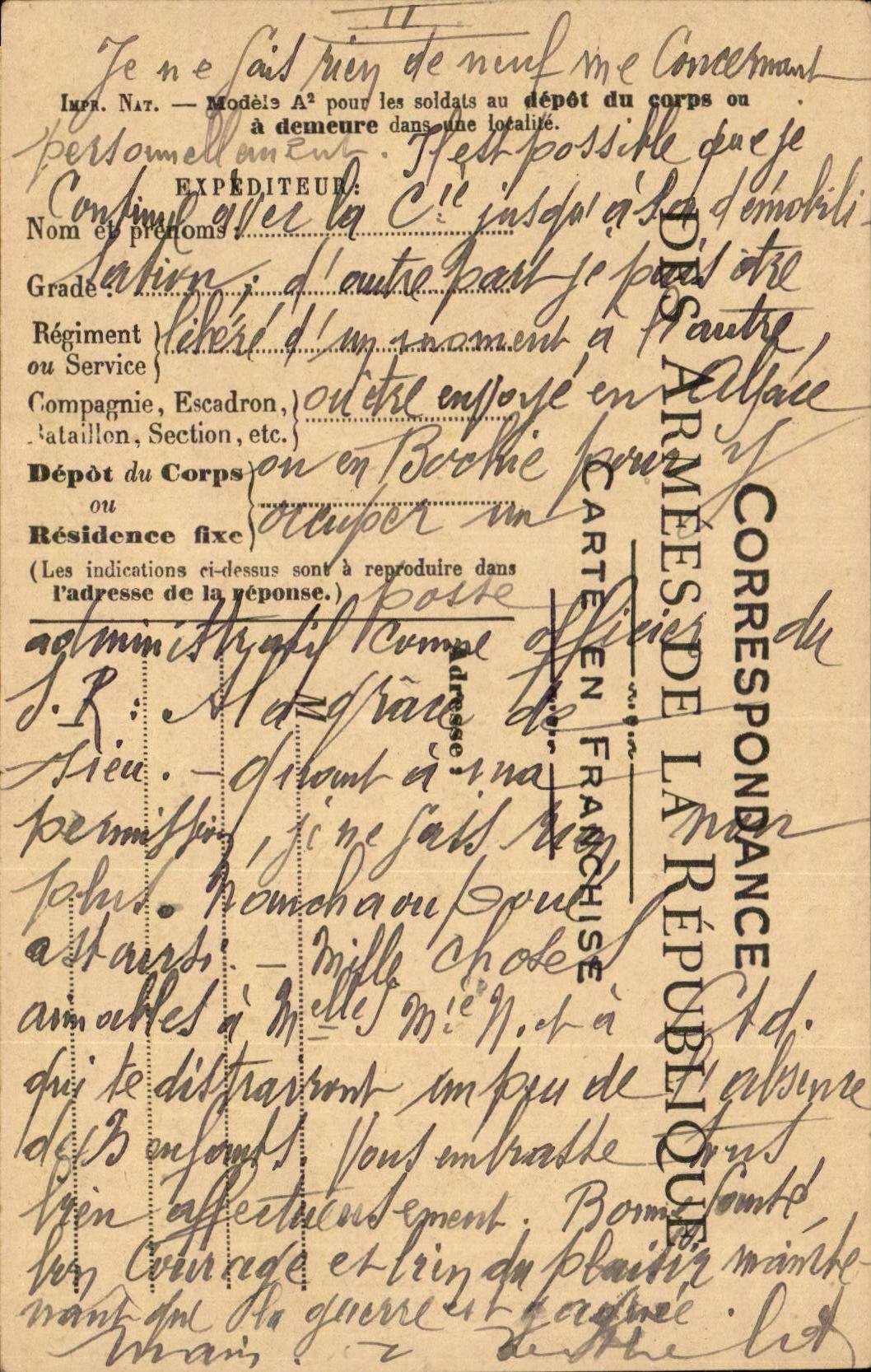 Military chart of written Frankness (without recipient)