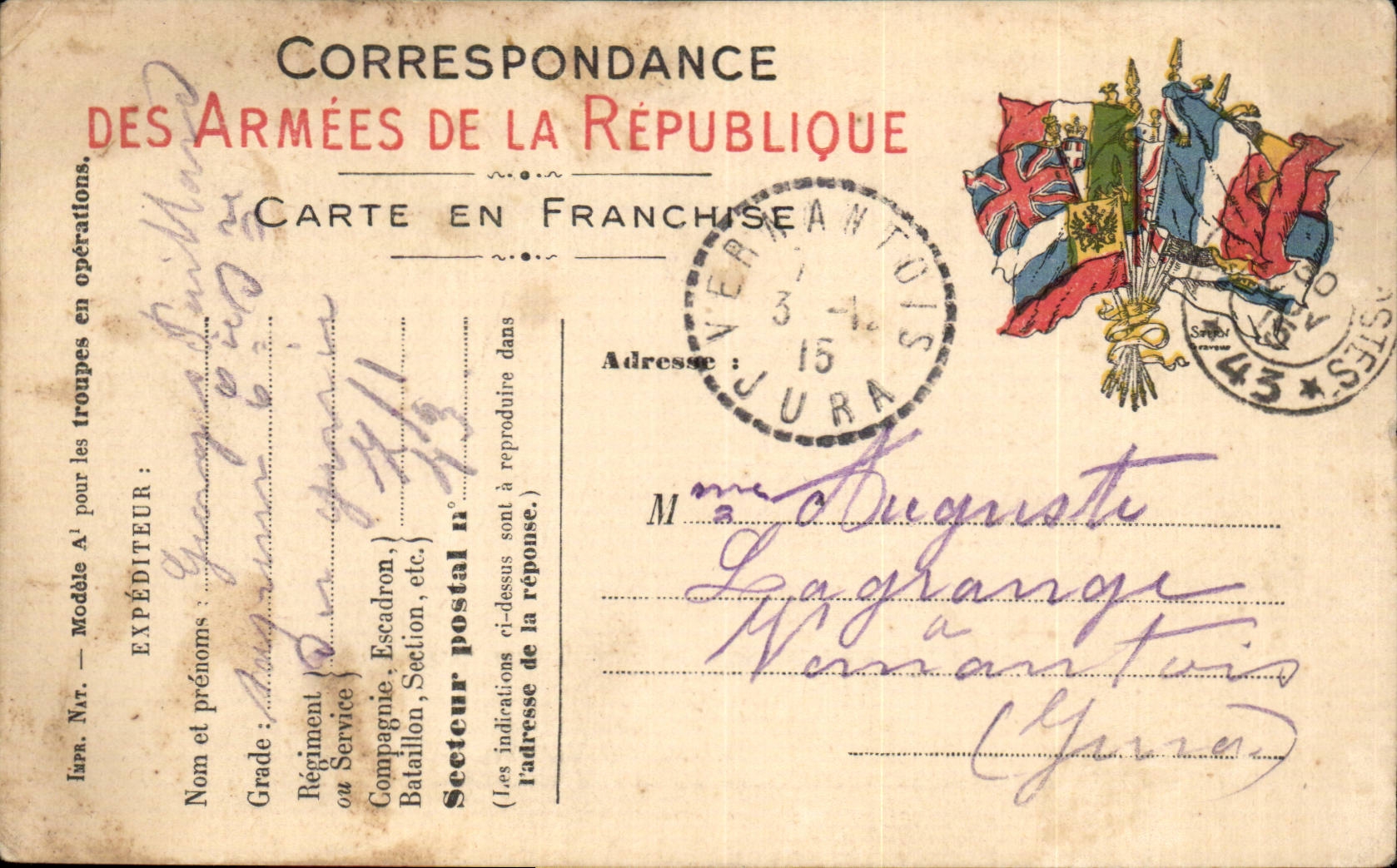 Military chart of Frankness Ribald Lagrange Vernantois