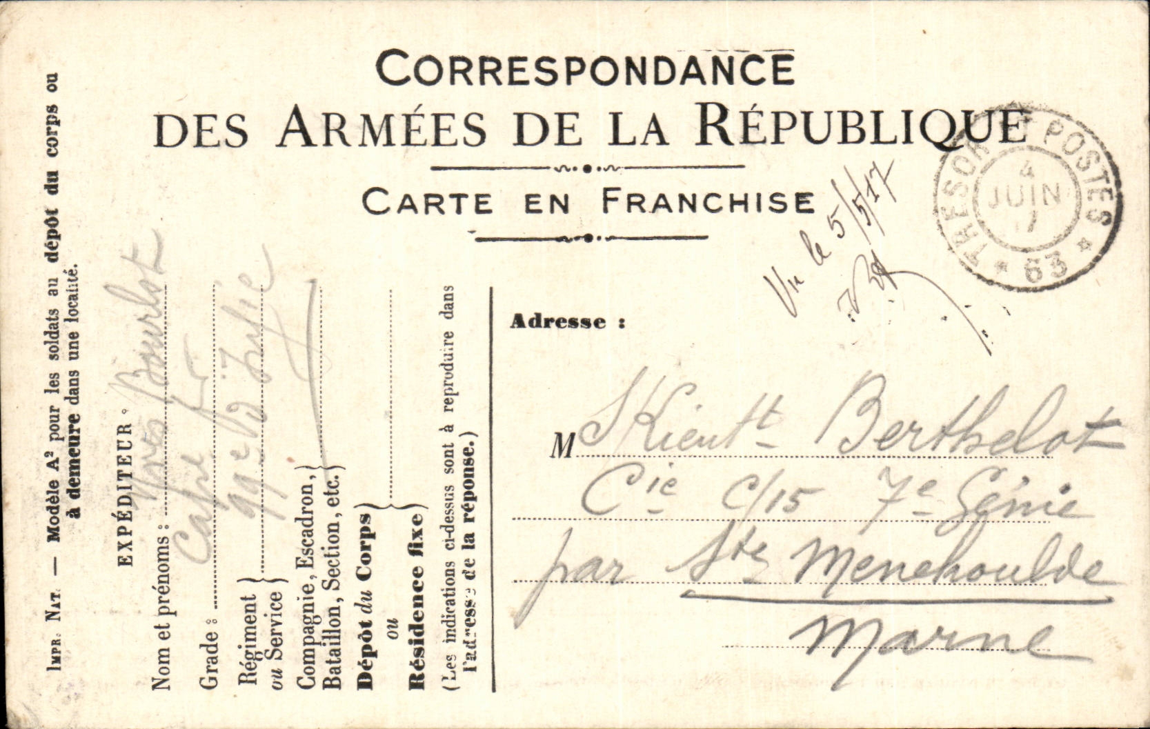 Military chart of Frankness Bourlot Berthelot co Menehoulde