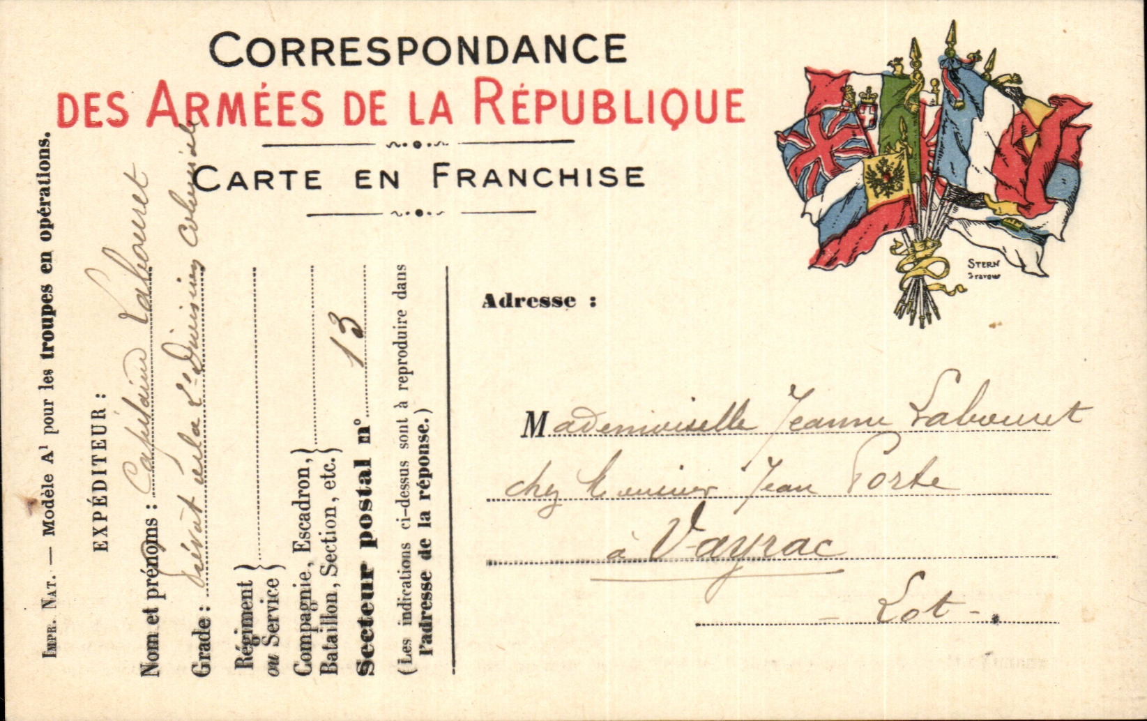 Military chart of frankness Militaria Labouret Vayrac