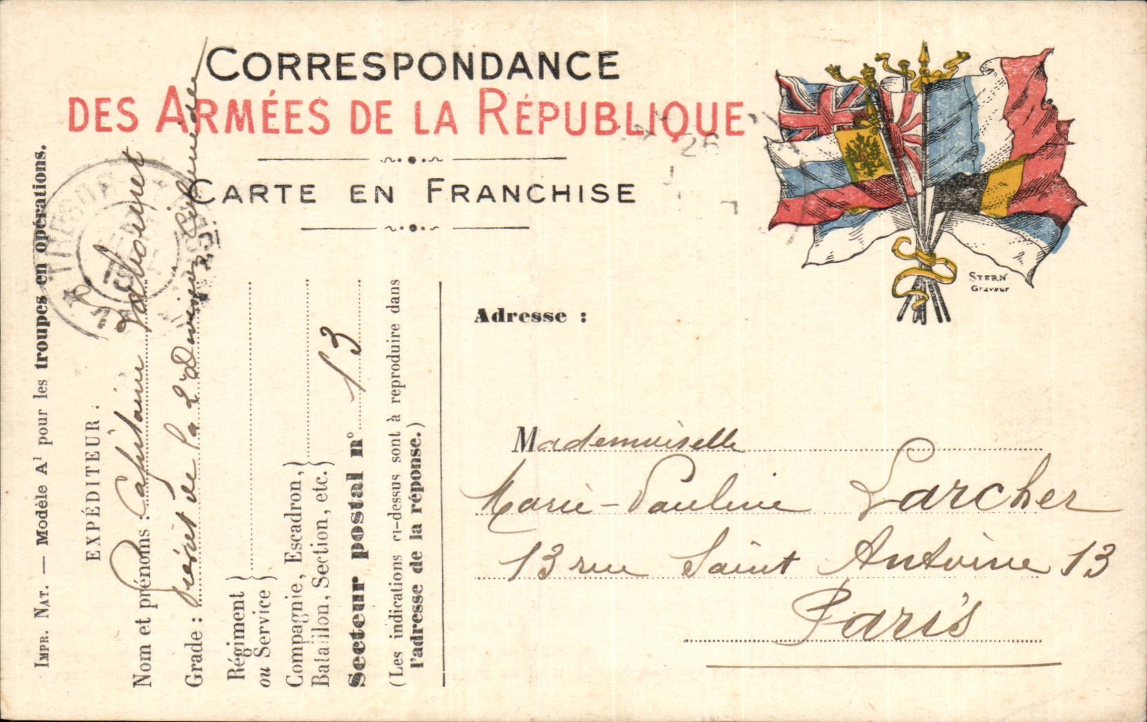 Military chart of frankness Militaria Labouret Larcher Paris