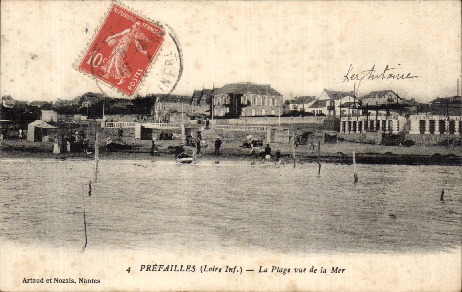 CPA Prefailles der Strand gesehen vom Meer