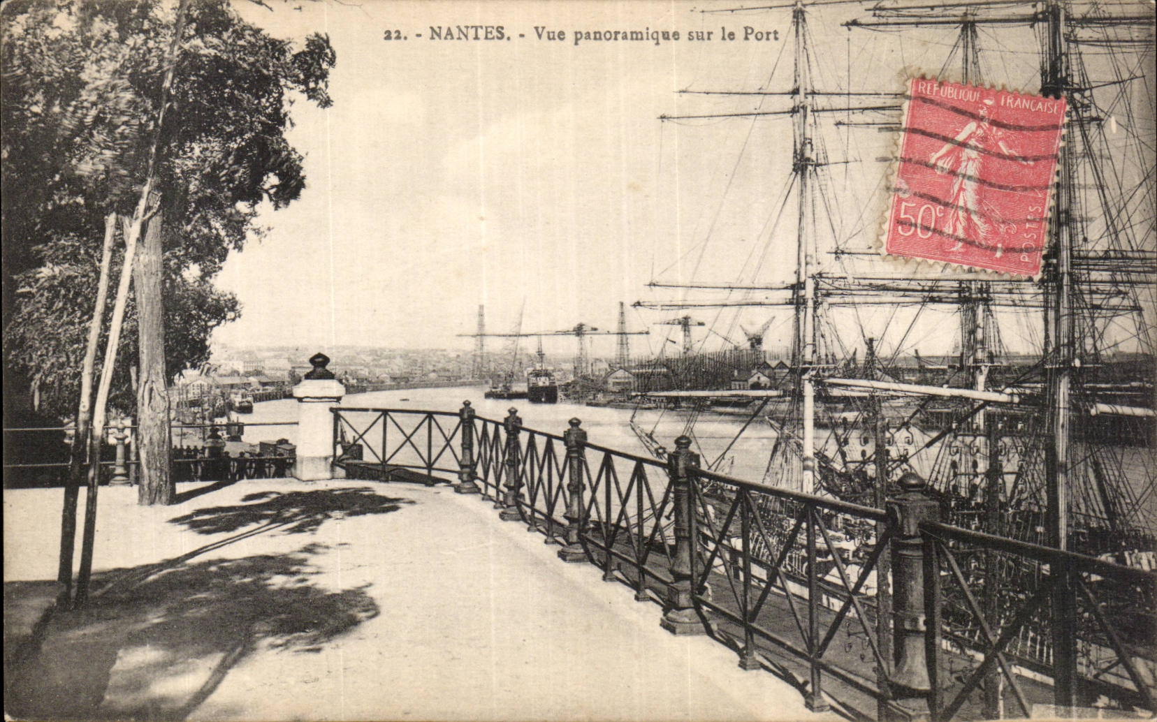 Nantes CPA Panoramic View on the port