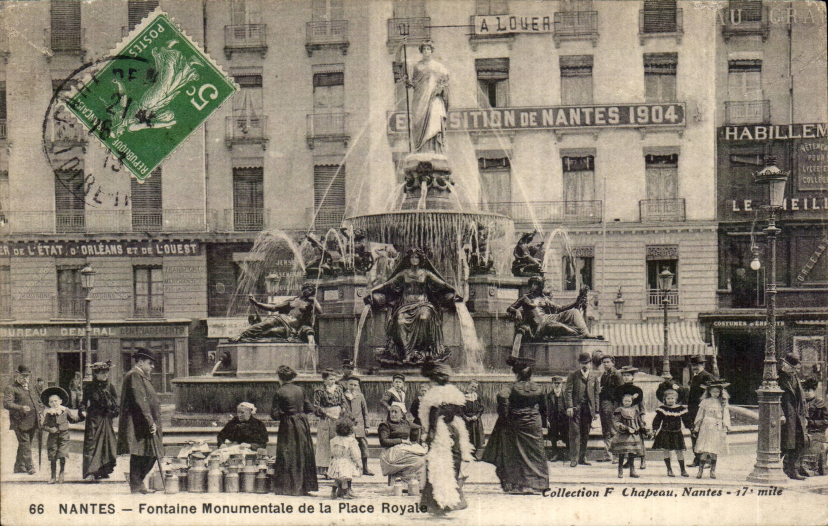 Nantes CPA monumental Fountain of the Royal place very nice shot)