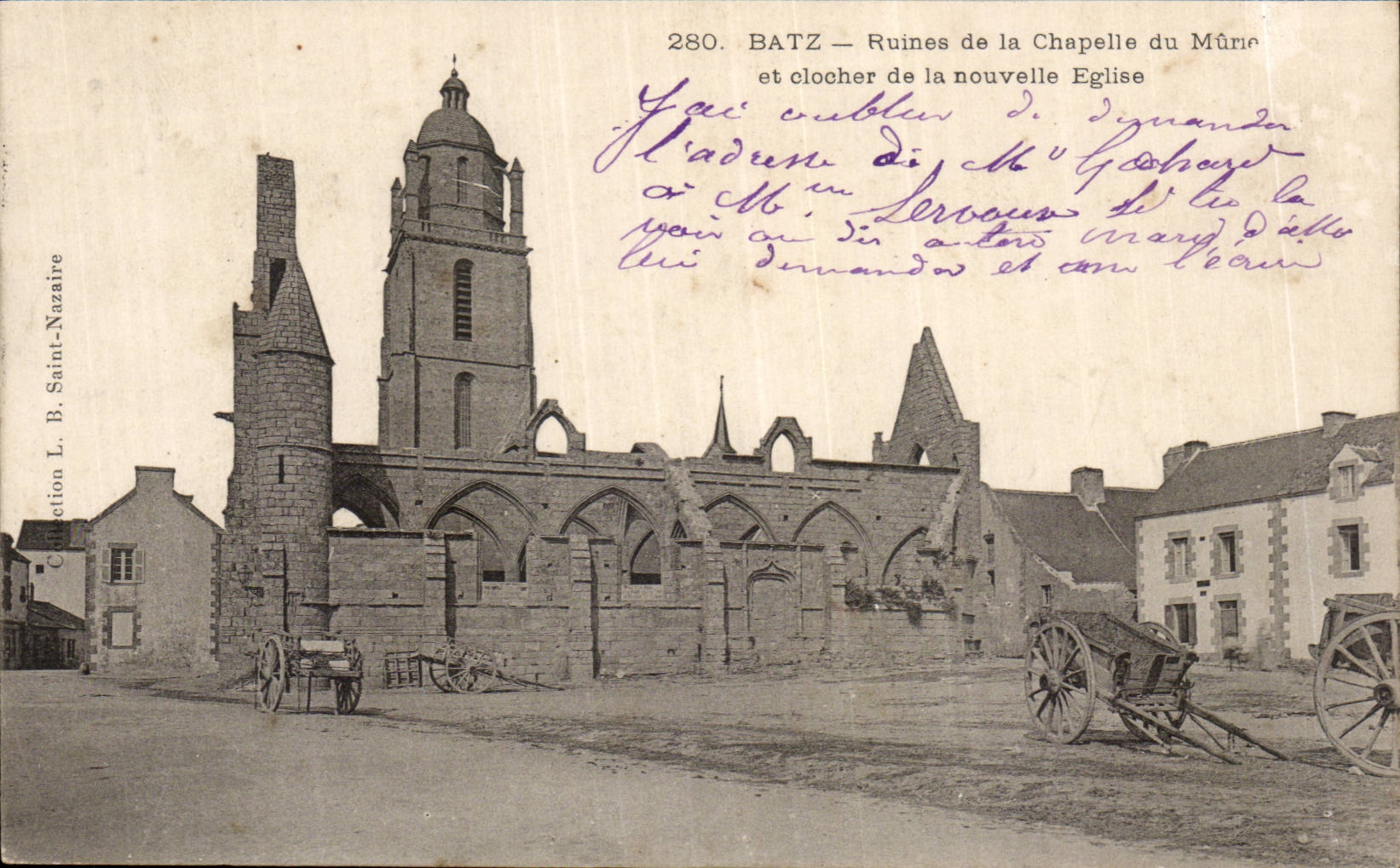 CPA Batz Ruins of the vault of Matured and bell-tower of the new church