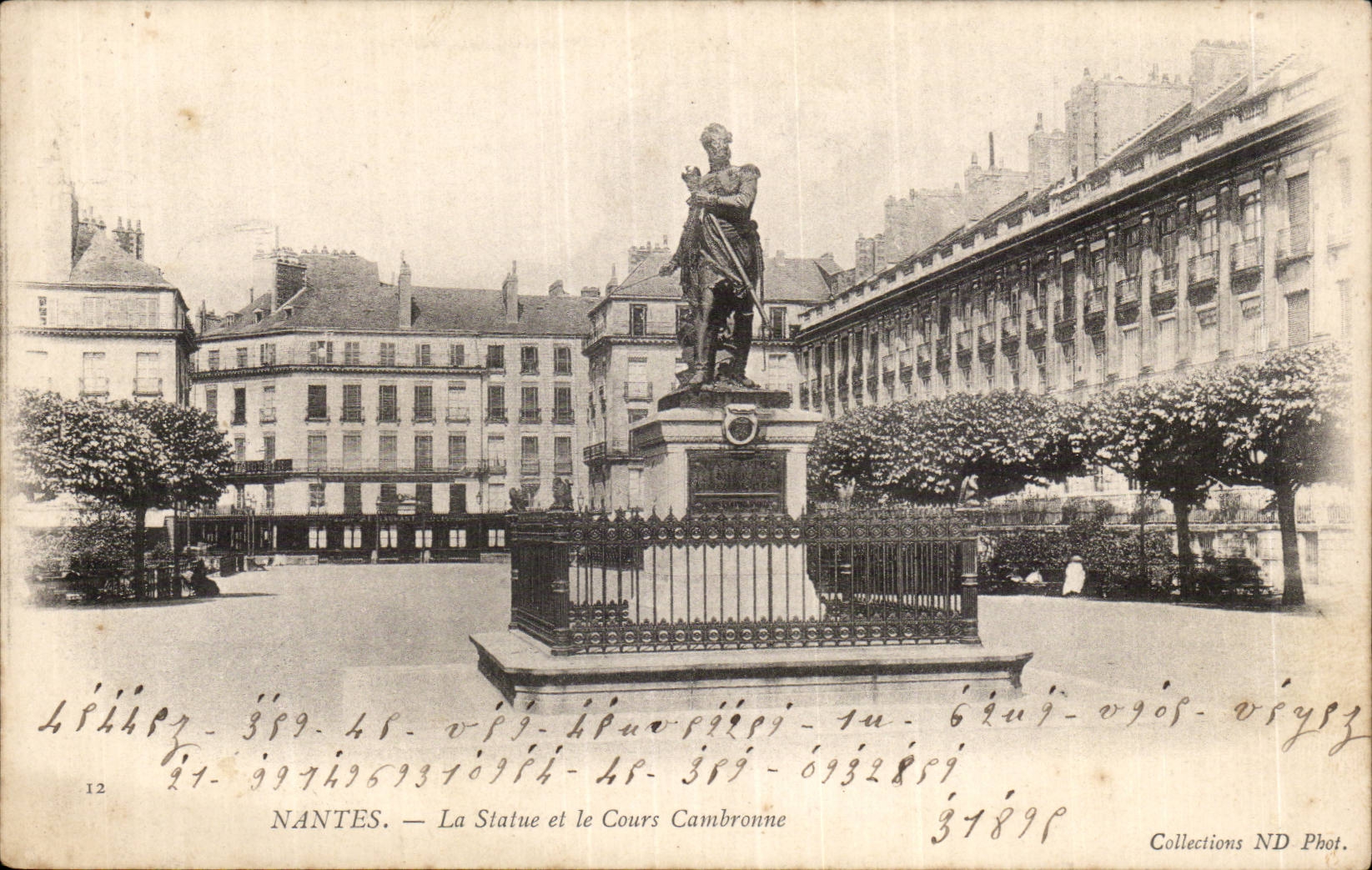 CPA Nantes Statue and the CAmbronne course