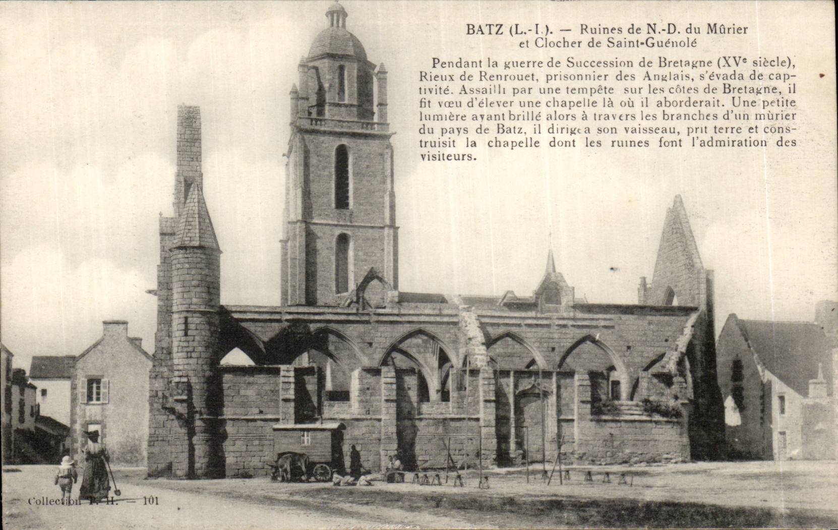 CPA Batz Ruins of ND of the Mulberry tree and bell-tower of Saint Guenole