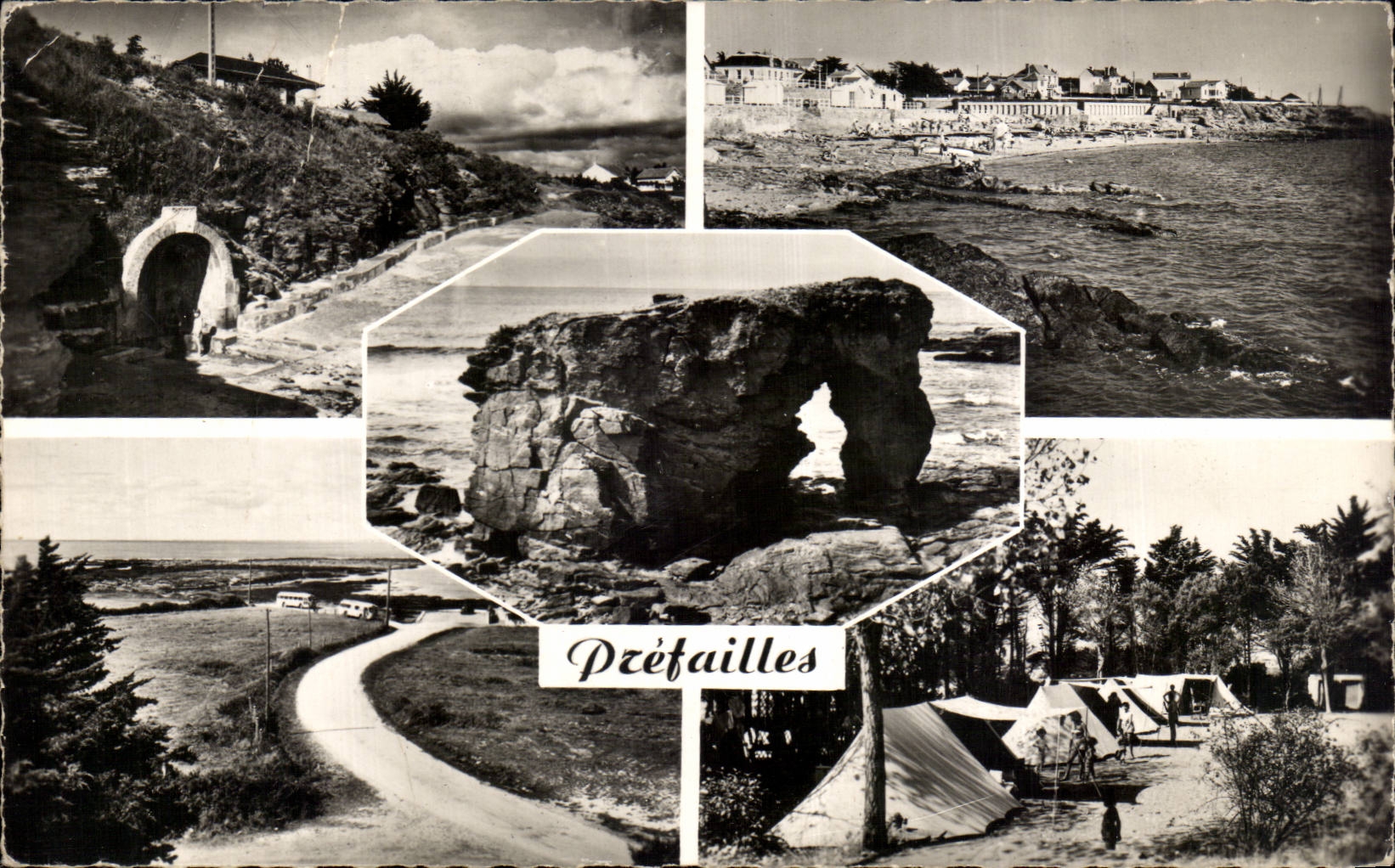 CPSM Prefailles eisenhaltiges Quellhauptstrand der gebohrte Felsenpunkt Saint Gildas der Campingplatz