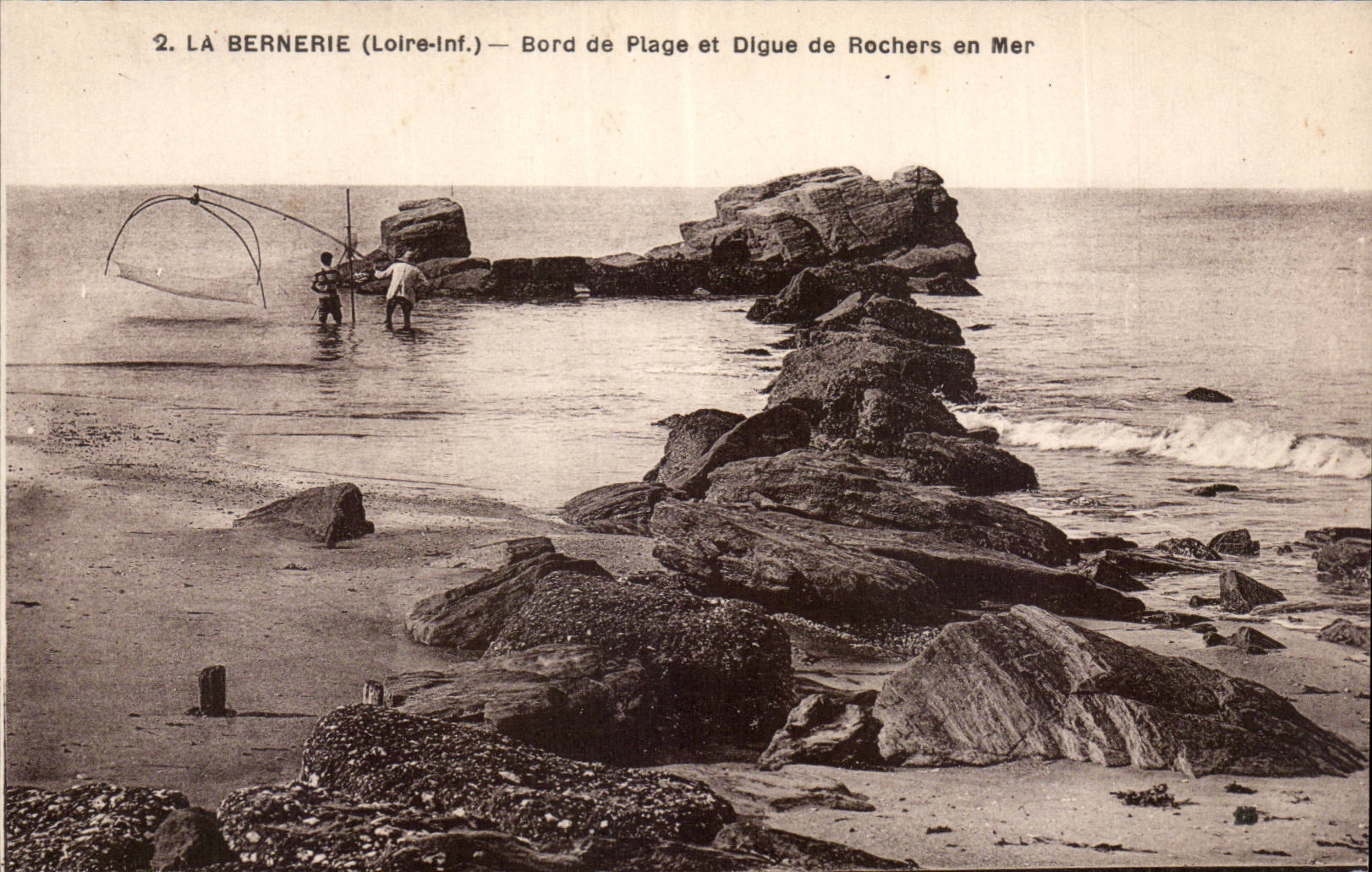 Bernerie - Rander des Strandes und der Verdammung der Felsen in Meer - CPA