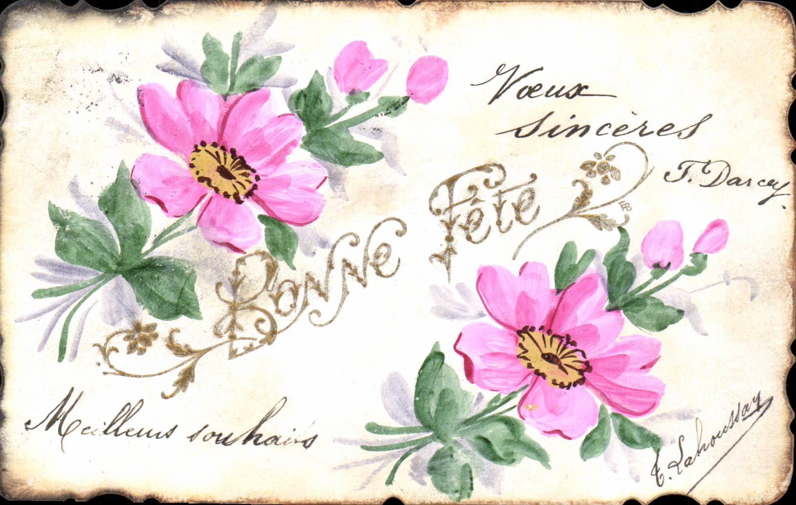 Blumen - Blumen - aufrichtige Wunsche - gutes Festival - CPA