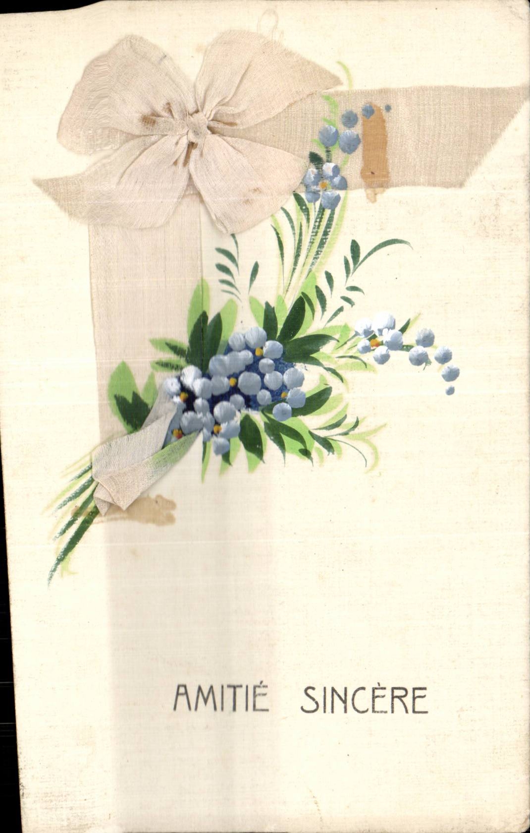 Bluht - Blumen - ausgedehnten Beerenblumenstrauss mit Bogen - CPA