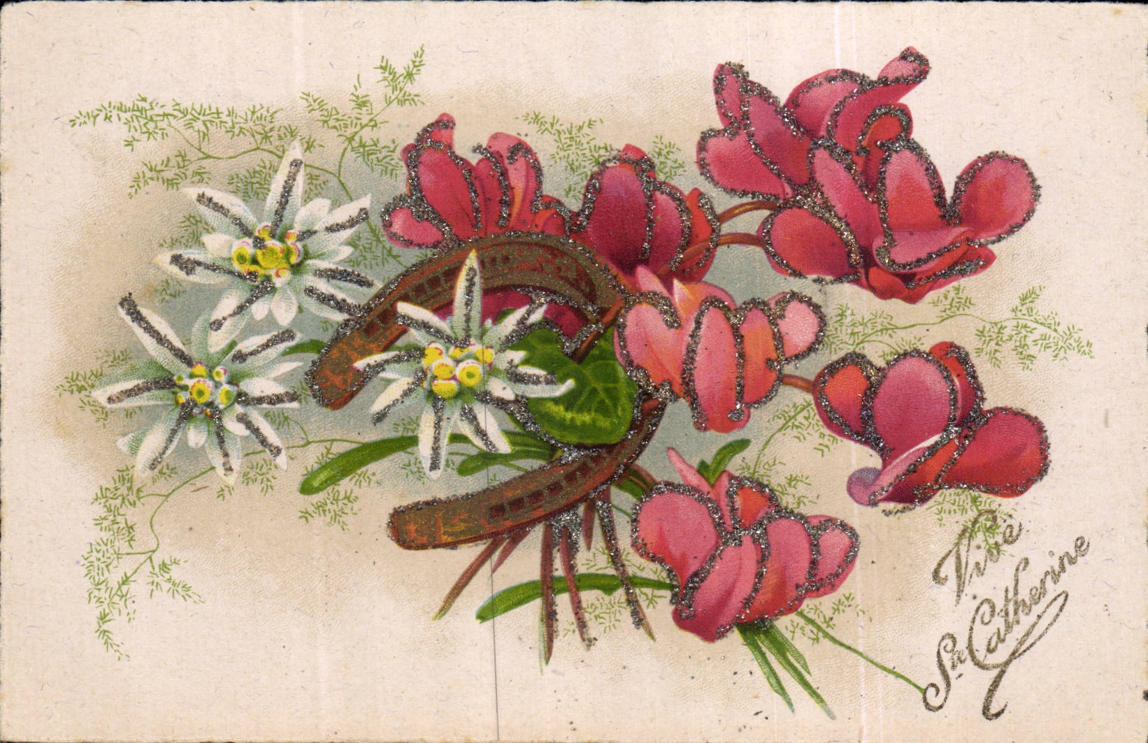 Blumen - Blumen - Funkeln-Weinlesekarte - Leben Co Catherine - CPA